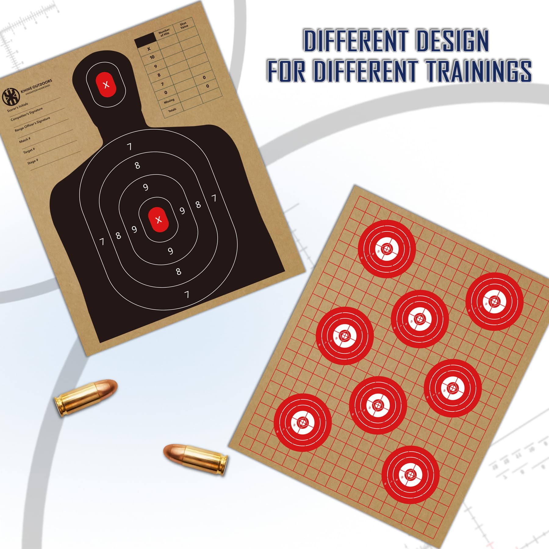 KNINE OUTDOORS Cardboard Targets - Paper Silhouette Targets for Shooting, 13" X 16", Double-Sided, Torso, ISPC/USPSA/IDPA (30 Pack)