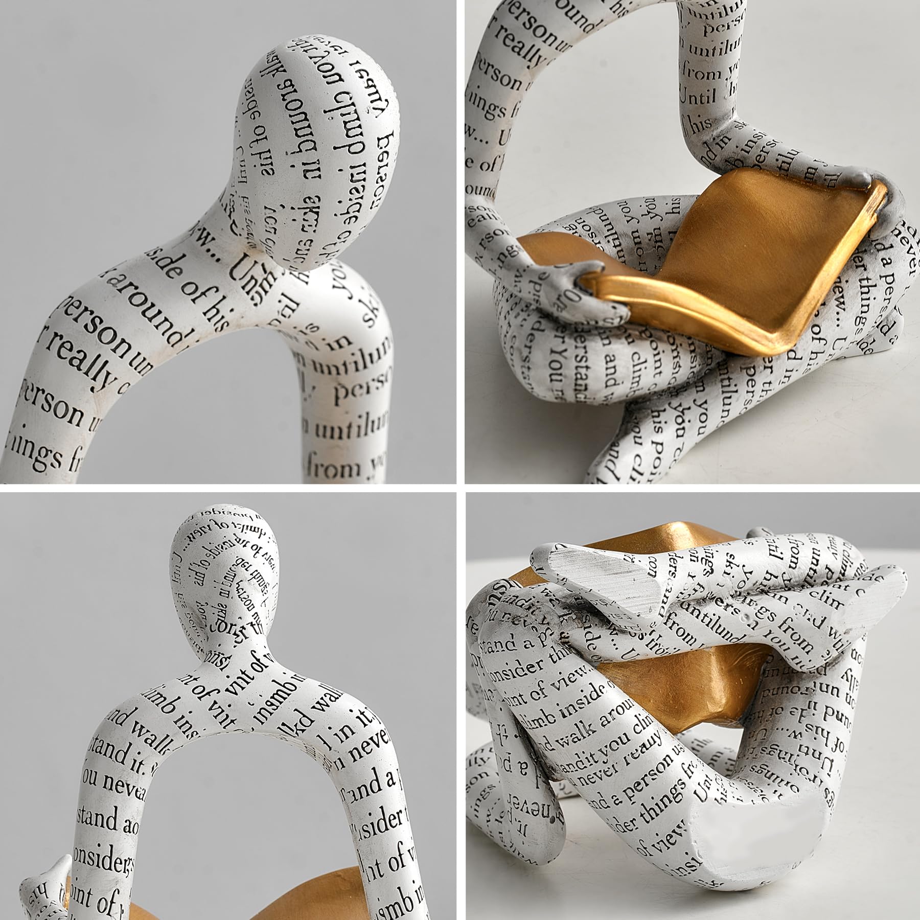 XGZY Abstract Thinker Reading Statue: Aesthetic Sculpture Room Decor Modern Decoration for Shelf Table Desk Living Room Office Bedroom