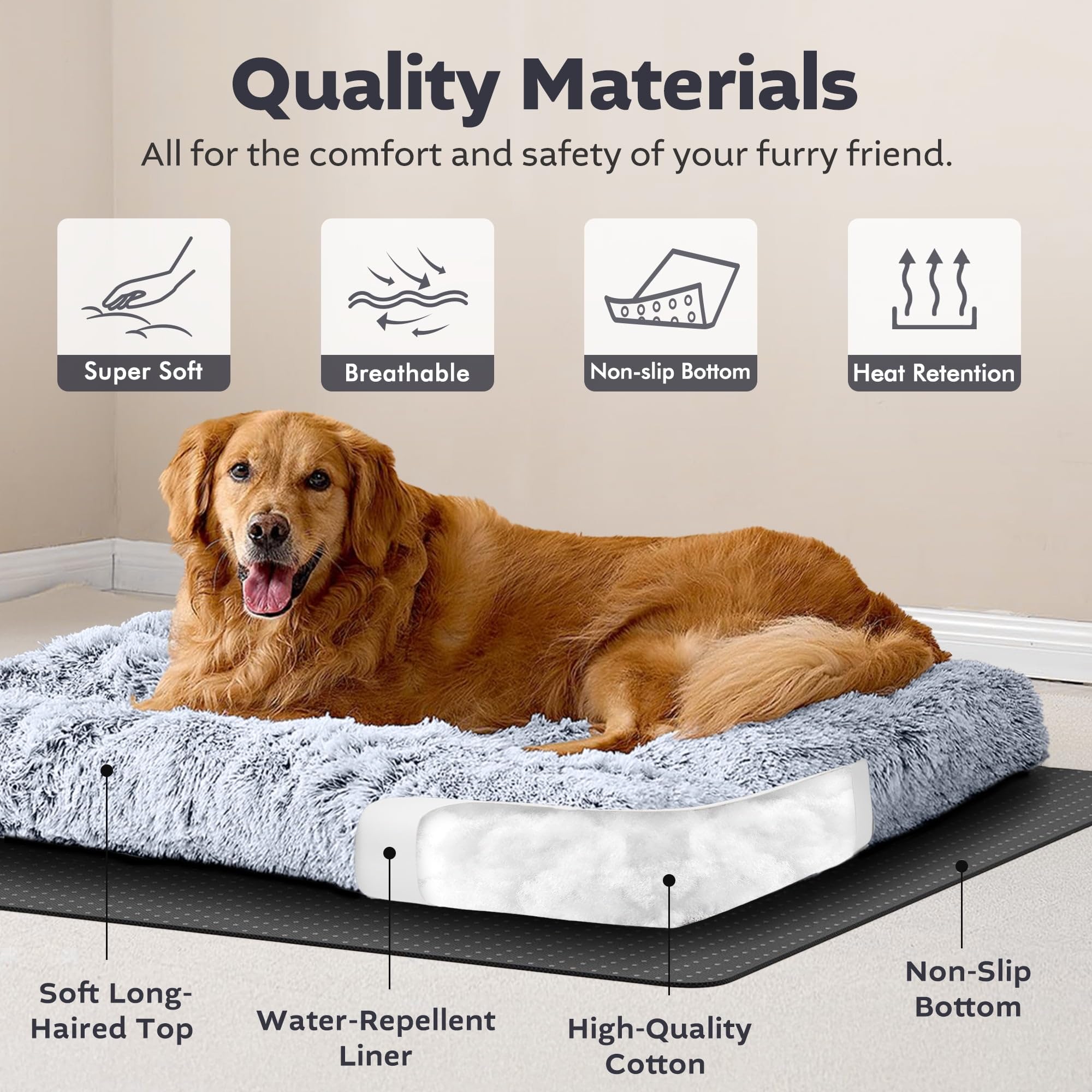 Large Dog Bed Washable Dog Mats with Anti-Slip Bottom for Large and Medium Dogs,41''x27''