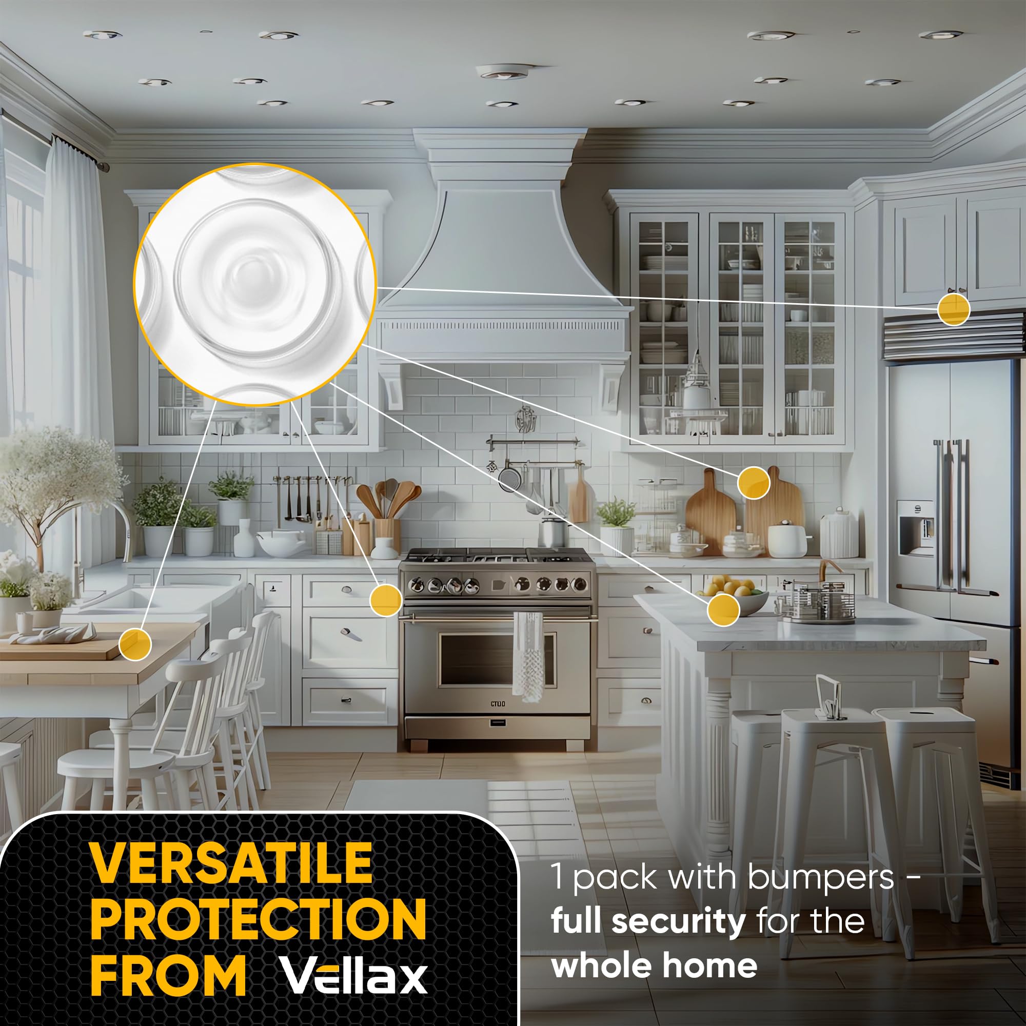 25 Clear Silicone Cabinet Door Bumpers – Self-Adhesive Pads, Quiet Soft Close Drawer Stoppers, Kitchen Sound Dampening Jelly Buttons – Vellax