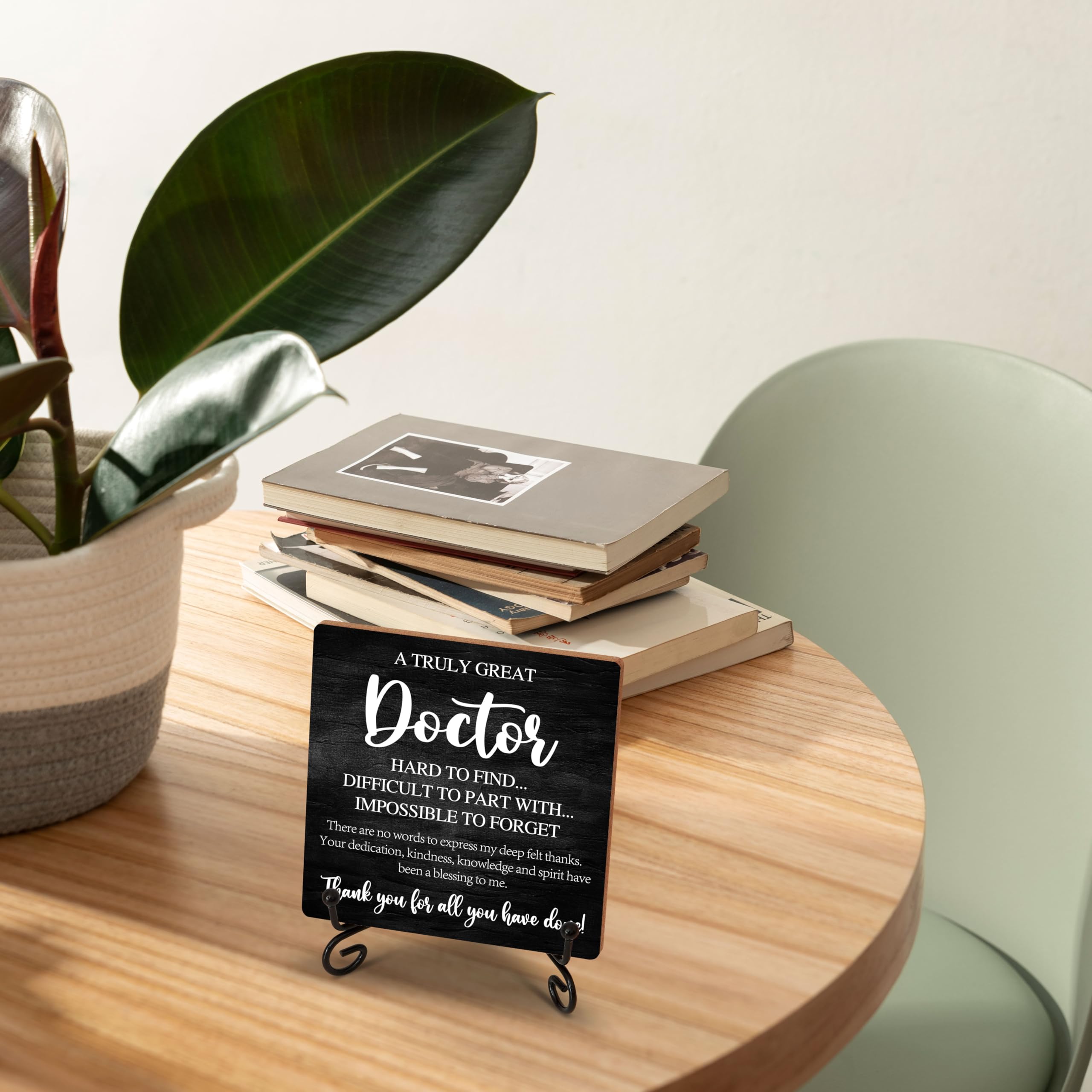 Thank You Gifts for Doctor - Inspirational Wood Plaque with Stand - Retirement Appreciation Gifts for Doctors - Black Wooden Desk Sign for Home Office Bar Accessories - C11