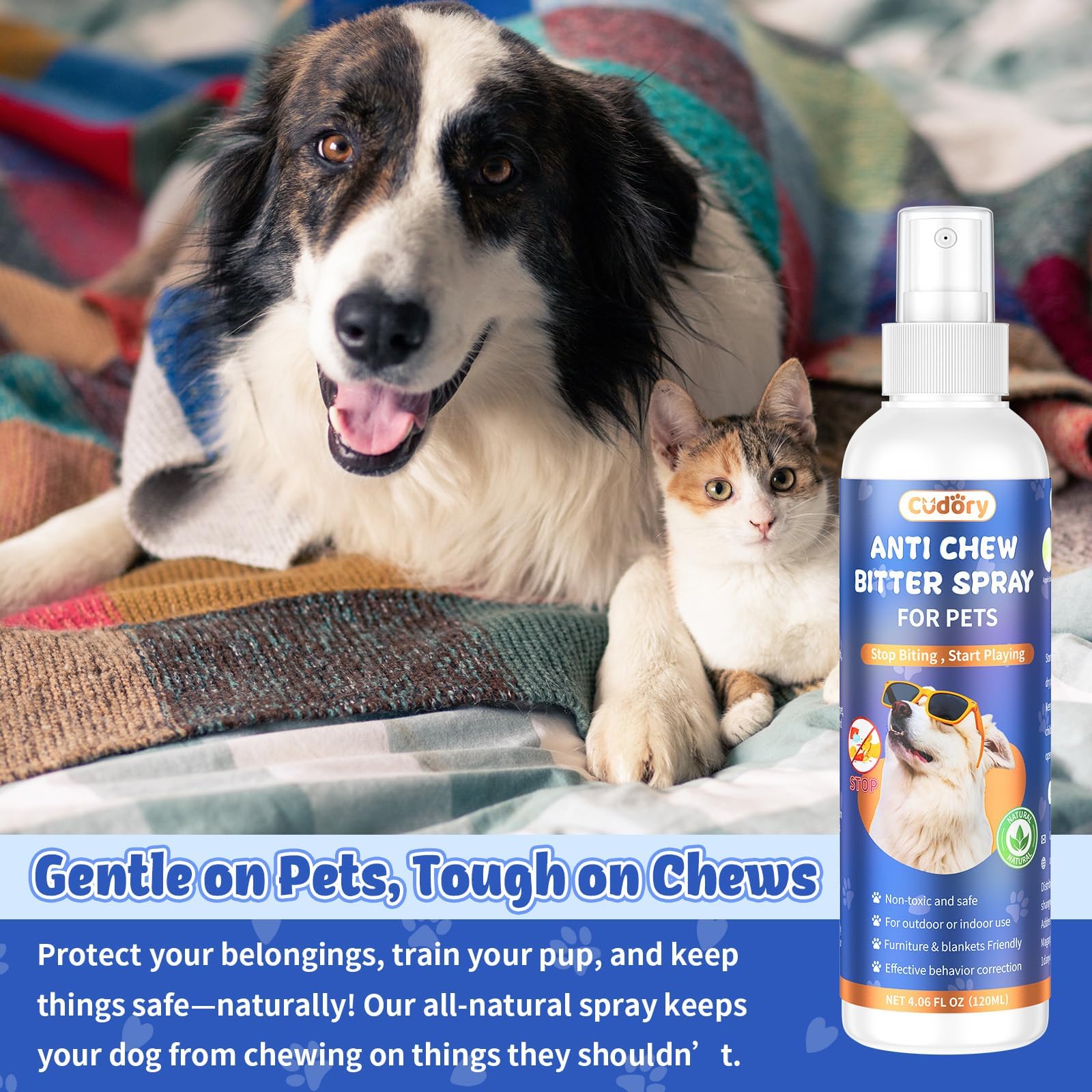 Cudory 2PCS Bitter Apple Spray for Dogs to Stop Chewing, No Chew Spray for Dogs & Cats Protect Furniture Shoes Belongings, Dog Deterrent Training Aids Spray Natural No Alcohol & Trace