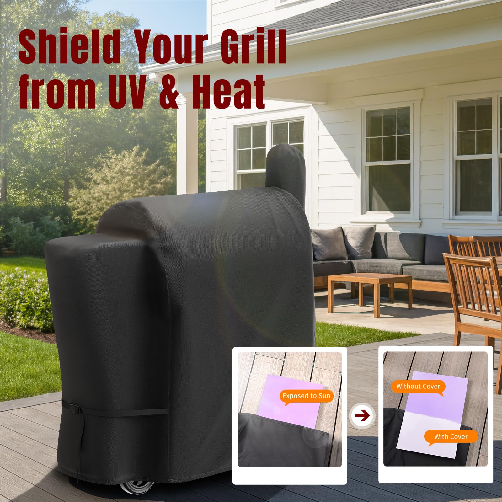 SHINESTAR Grill Cover for Traeger Pro 22 & 575 Series, Waterproof Smoker Grill Cover Compatible with Traeger Lil Tex Elite, Eastwood & Z Grills 550B, Double Straps, Adjustable Drawstring