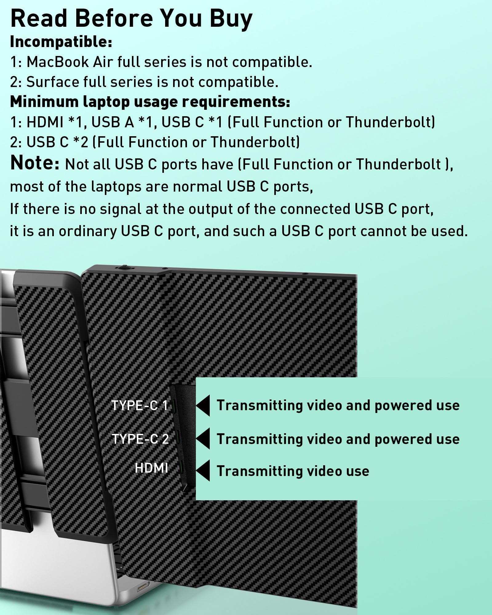 MarsMyth Laptop Screen Extender 14 inch, Full HD Display Laptop Monitor Extender (1920 x 1080), IPS Panel Triple Screen Laptop Monitor Extender, HDMI/USB C Plug and Play Portable Monitor for Laptop