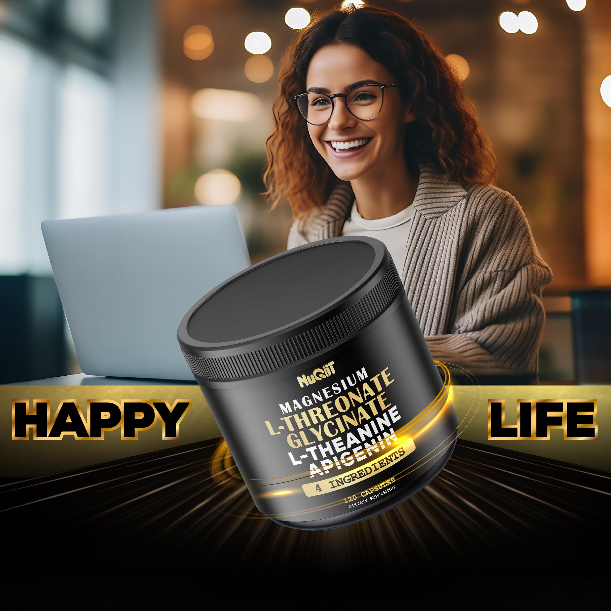 Magnesium L-Threonate Capsules 500mg Magnesium Glycinate 500mg & More Supplement - 120 Capsules - Impressive Benefits for Support Positive Mood, Muscle Growth, Immune System, Brain Health & Focus