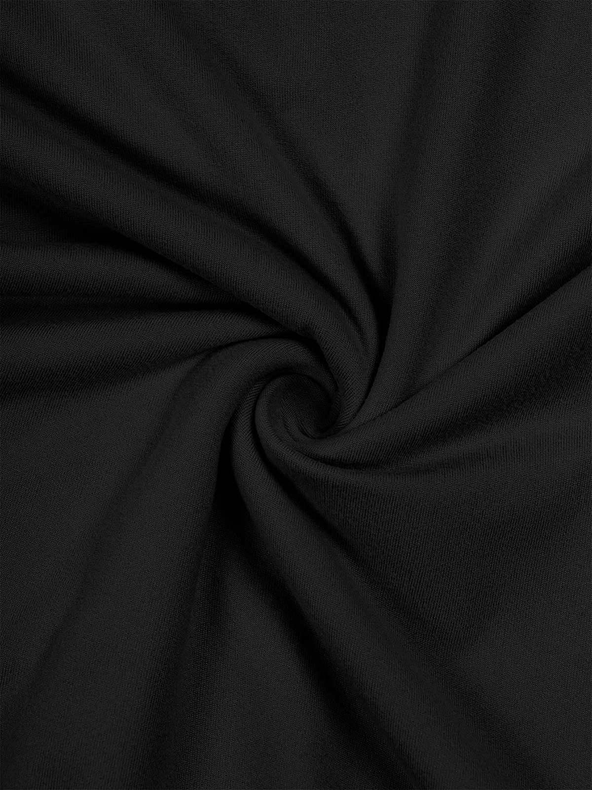 Womens Sexy Square Neck Double Lined Seamless Fitted Shirts Stretchy Long Sleeve Bodysuit Tops Black Large