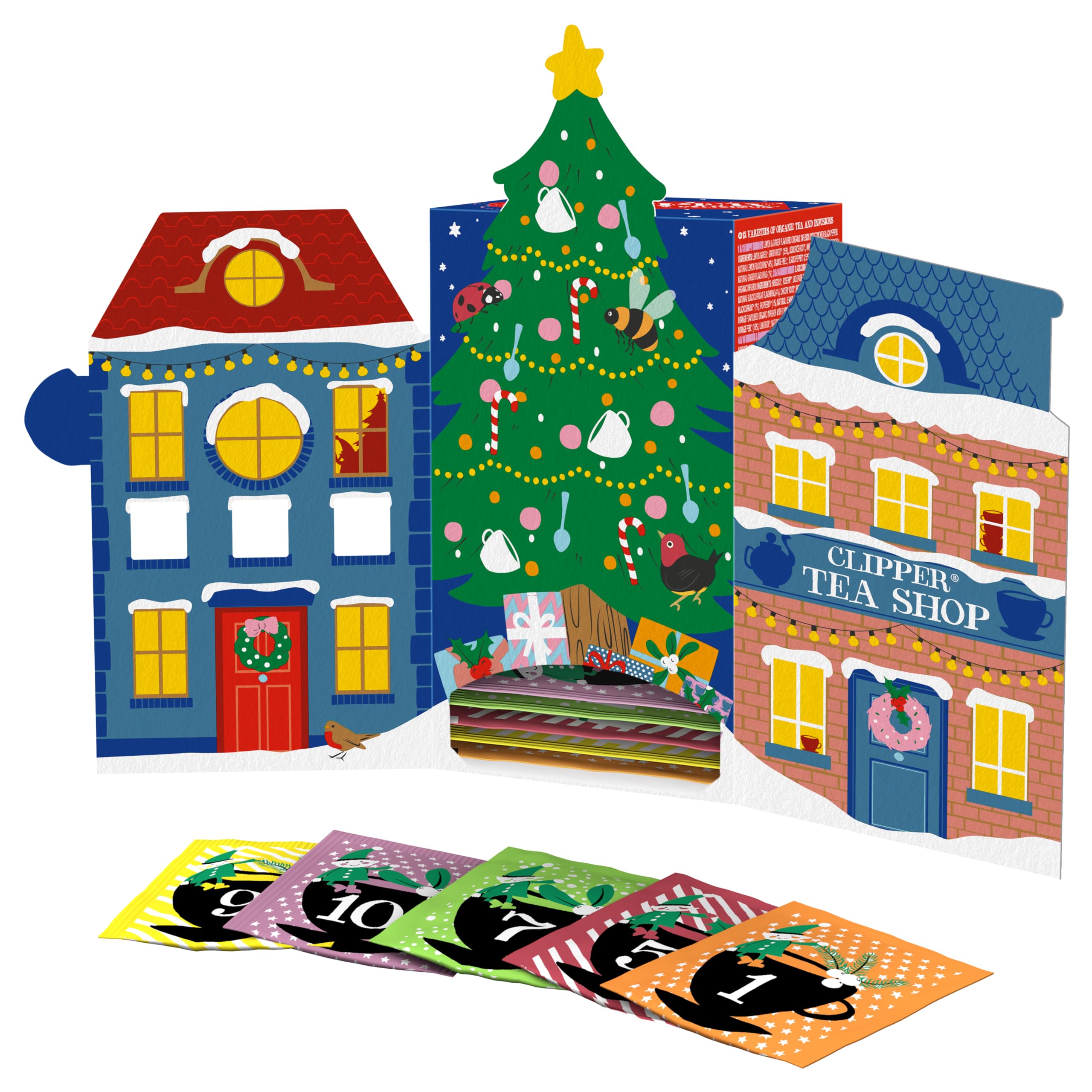 Clipper Tea: Tea Advent Calendar for 2024 Christmas Holiday – Sampler Set Gift w/ 12 Organic Flavors, Mix of Lemon, Ginger, Sleep, Herbal, Green & Black Tea Blends – 1 Variety Pack, 24 Individual Bags
