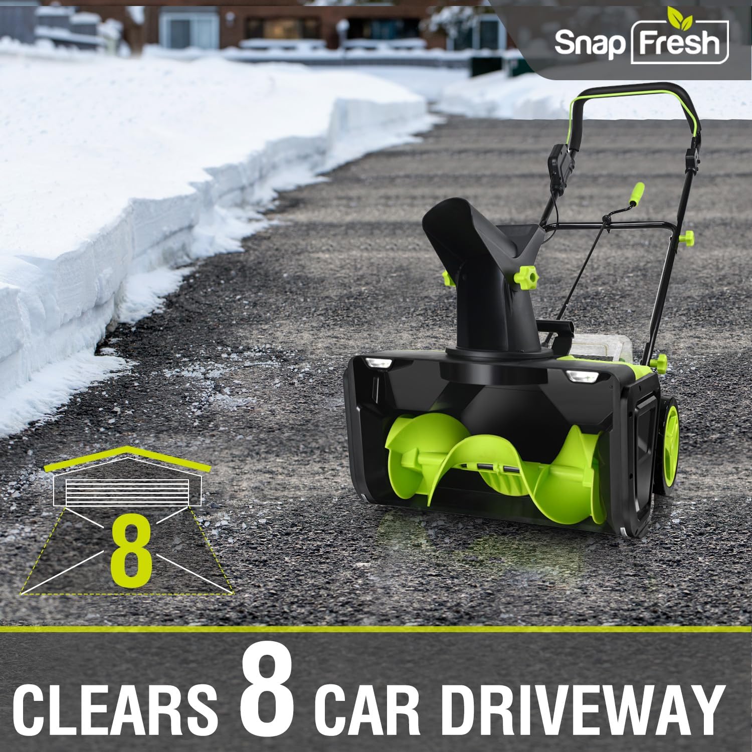 SnapFresh Electric Snow Blower Cordless - 2 x 20V 20 Inch Brushless Snow Blower with 5.0Ah Battery x 2 and Fast Charger, Built-in Dual LED Headlights
