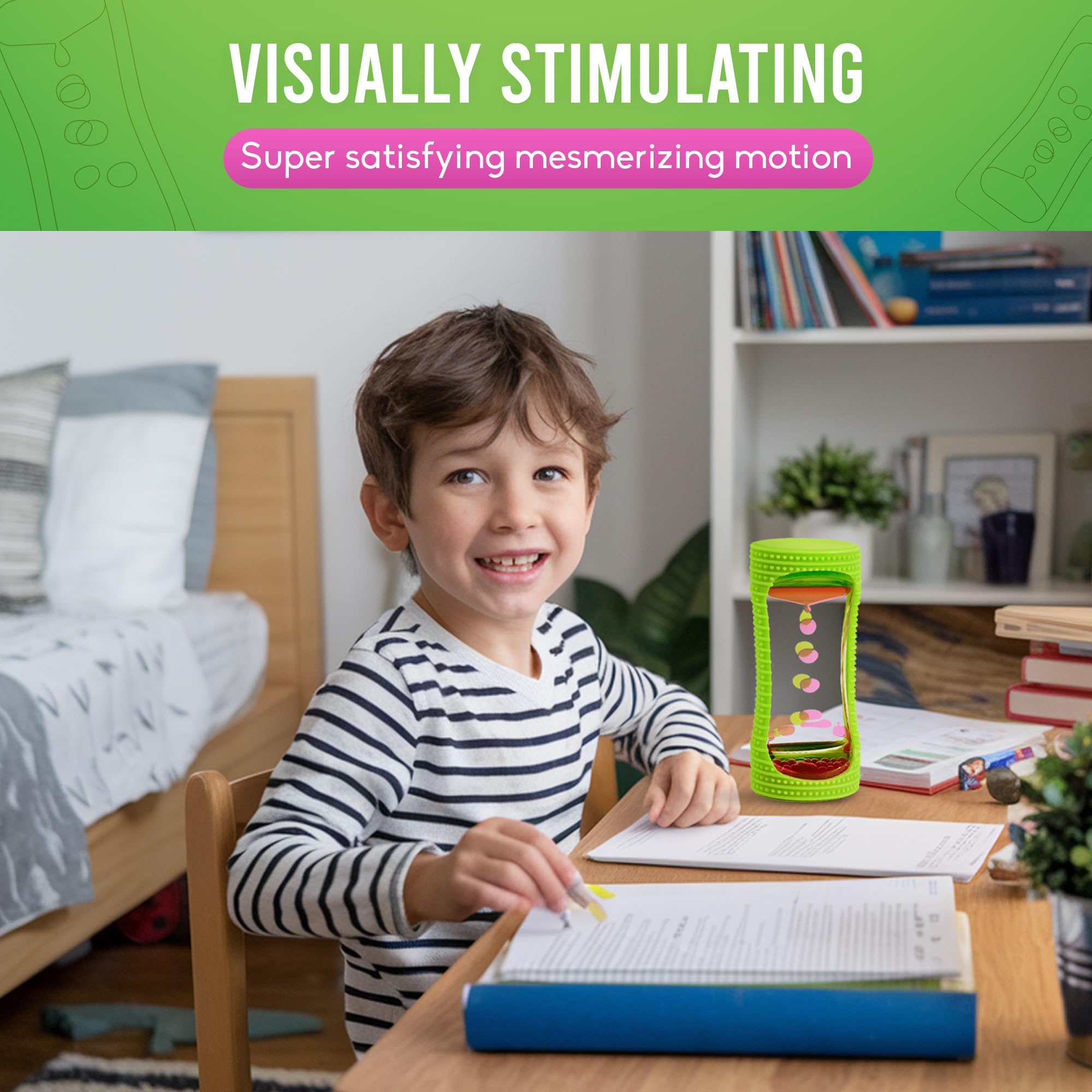 BUNMO Liquid Motion Bubbler Sensory Toys - Sensory Stocking Stuffers for Kids - Green and Liquid Motion Bubbler Sensory Toys - Sensory Stocking Stuffers for Kids - Red