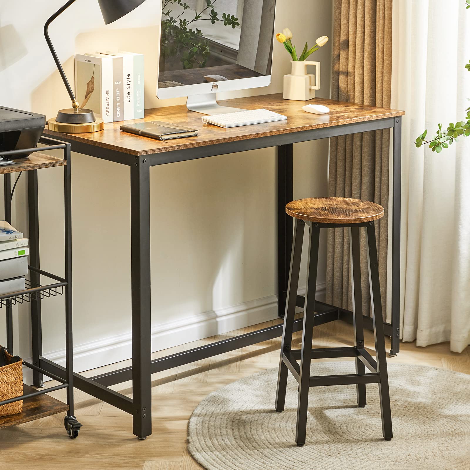 IBUYKE Set of 2 Bar Stools, 27.56-Inch High Seat, Backless Dining Counter Stools, Industrial Kitchen Breakfast Stools, for Dining Room Kitchen Counter Bar TMJ510H
