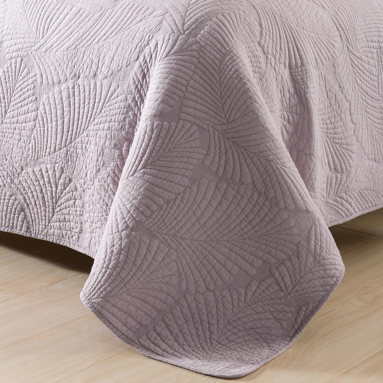 mixinni Purple Tropical Palm Tree King Size Quilt Set Soft Cotton Bedspread Coverlet Bed Cover,3-Piece Quilt Set Quilted Bedding Lightweight Coverlet Set -King Size