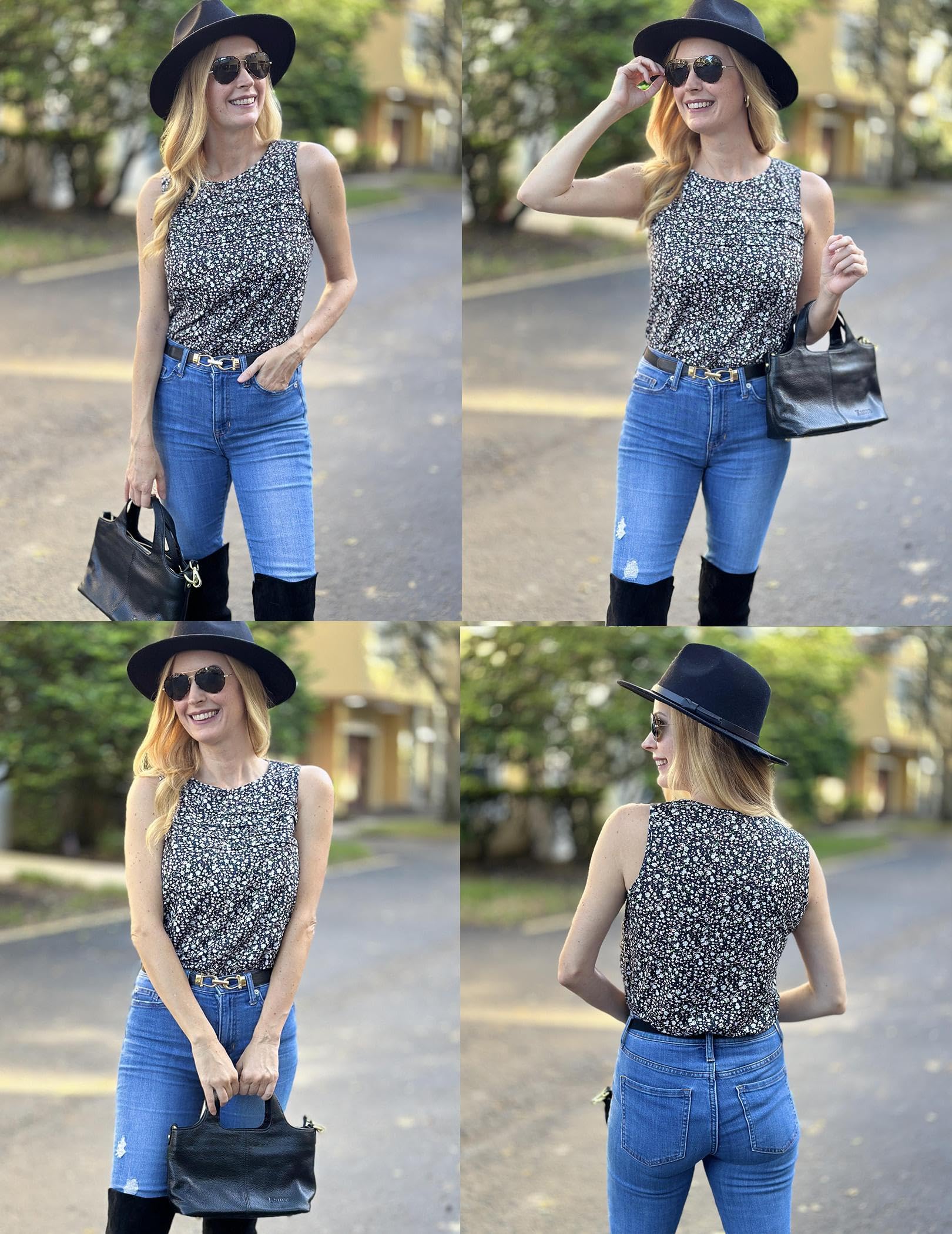 Zeagoo Womens Summer Tops Sleeveless Tank Loose Fit Floral Cute Dressy Casual Tunic Blouses Floral Black M