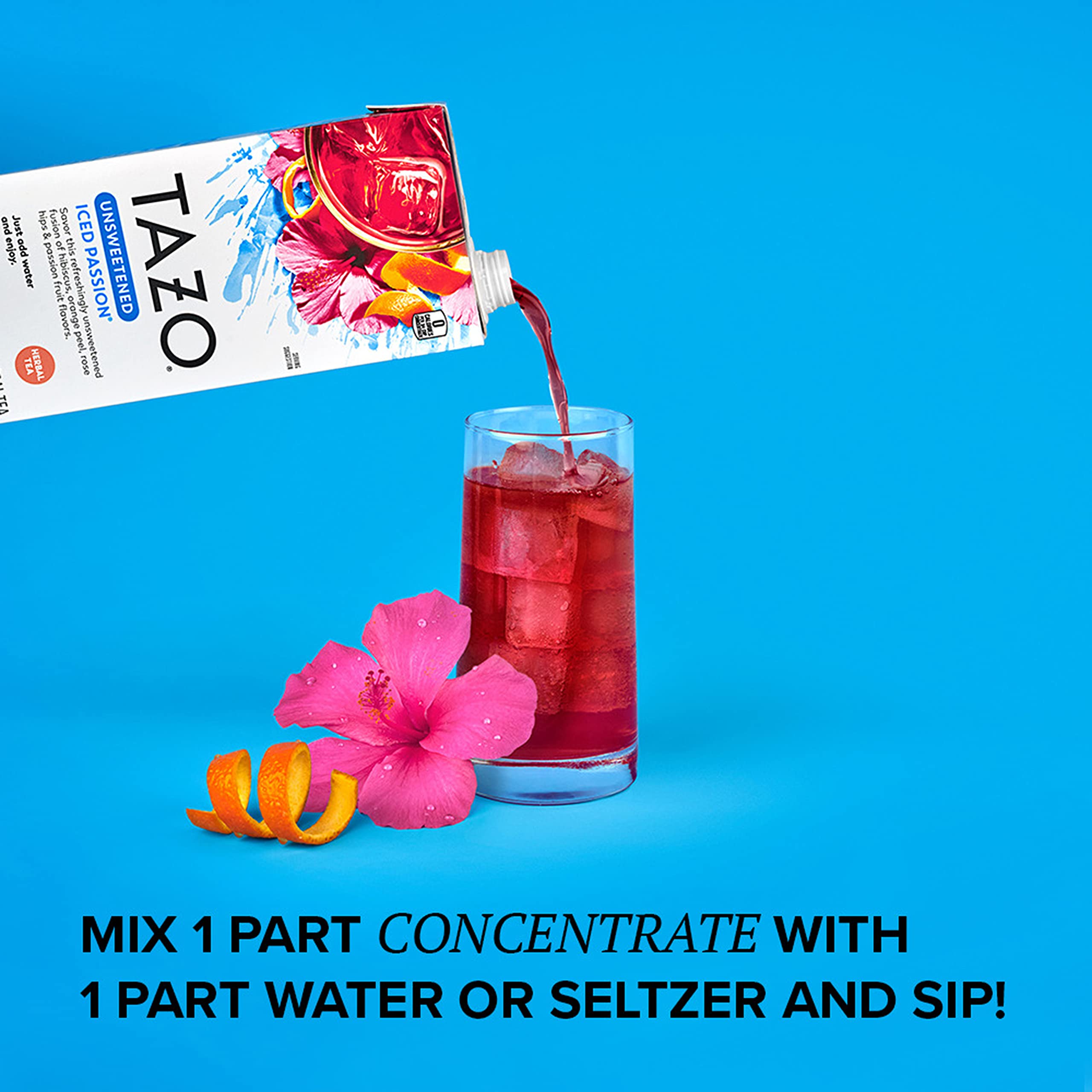 Tazo Unsweetened Iced Herbal Tea Concentrate For a Refreshing Iced Beverage Passion with tropical flavors 32 oz