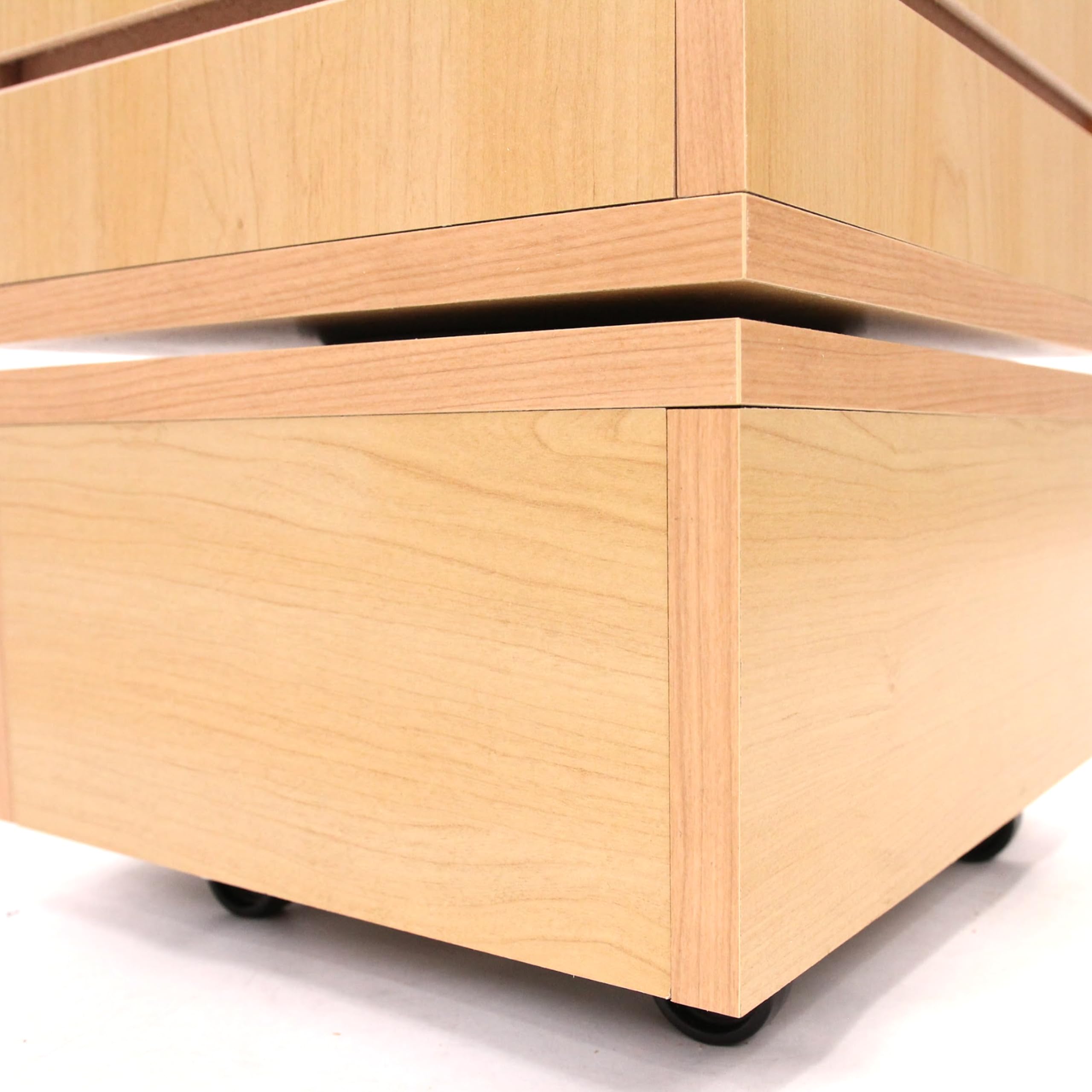 SSWBasics Slatwall Tower - Rotating and Rolling - Maple Color Finish (12''L x 12''W x 54''H) - Slatwall Display Tower - Rotating Spinner Rack for Store Fixtures and Display Retail - Boutique, Home,