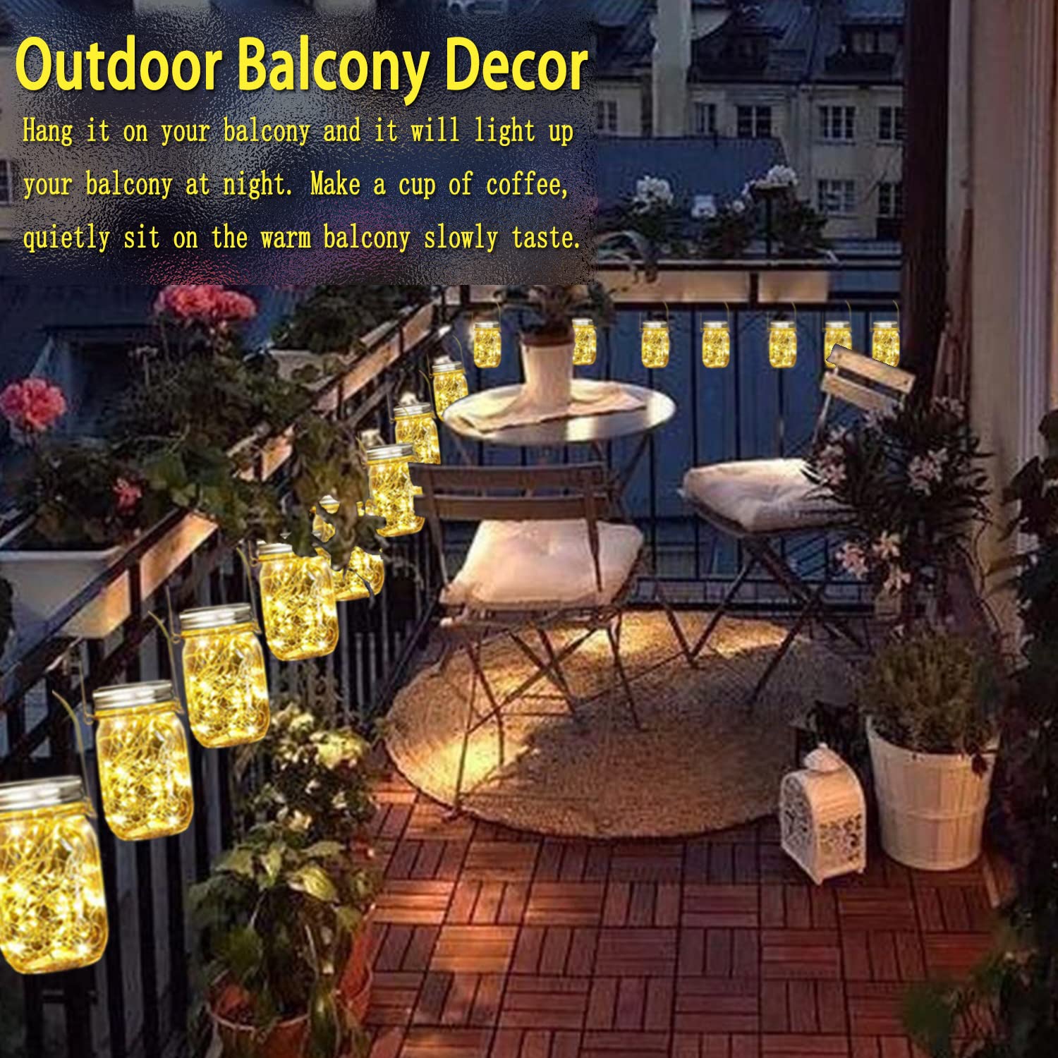 Cooo 12 Pack Crystal Glass Solar Lanterns Outdoor Waterproof 30LED Mason Jar Lights Solar Powered Garden Handmade Wall Lighting Fixtures๏ผJust a Little More, Get Double The Delight -12 Sets Warm White๏ผ
