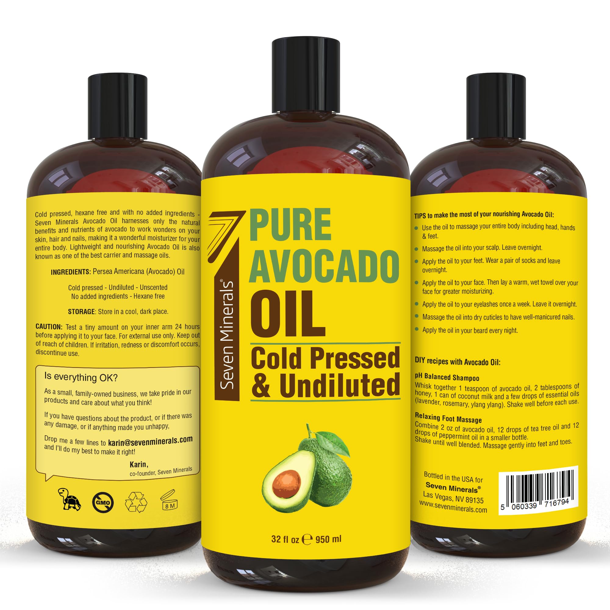 NEW Cold Pressed Avocado Oil For Hair, Skin, & Face - Big 32oz - Premium Grade & Hexane Free, 100% Pure, GMO Free, & Non-Greasy Carrier Oil for Natural Hair and Skincare - Great with Essential Oils