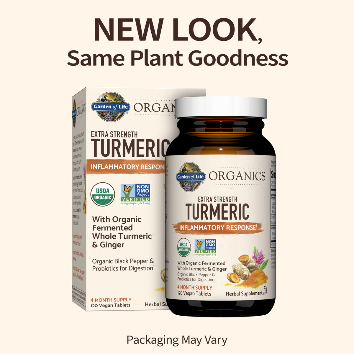 Garden of Life Organics Extra Strength Turmeric Inflammatory Response 120 Tablets-100Mg Curcumin (95% Curcuminoids) Black Pepper, Probiotics, Organic Non-GMO Vegan Gluten Free Herbal Supplement