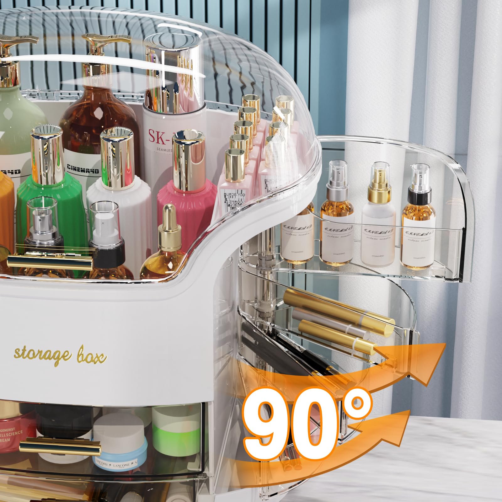 Large Capacity Makeup Organizer Makeup Organizer Countertop Vanity Organizer For Waterproof &Dustproof Skincare Organizers For Bedroom Bathroom Multi-style Makeup Organizer For Vanity