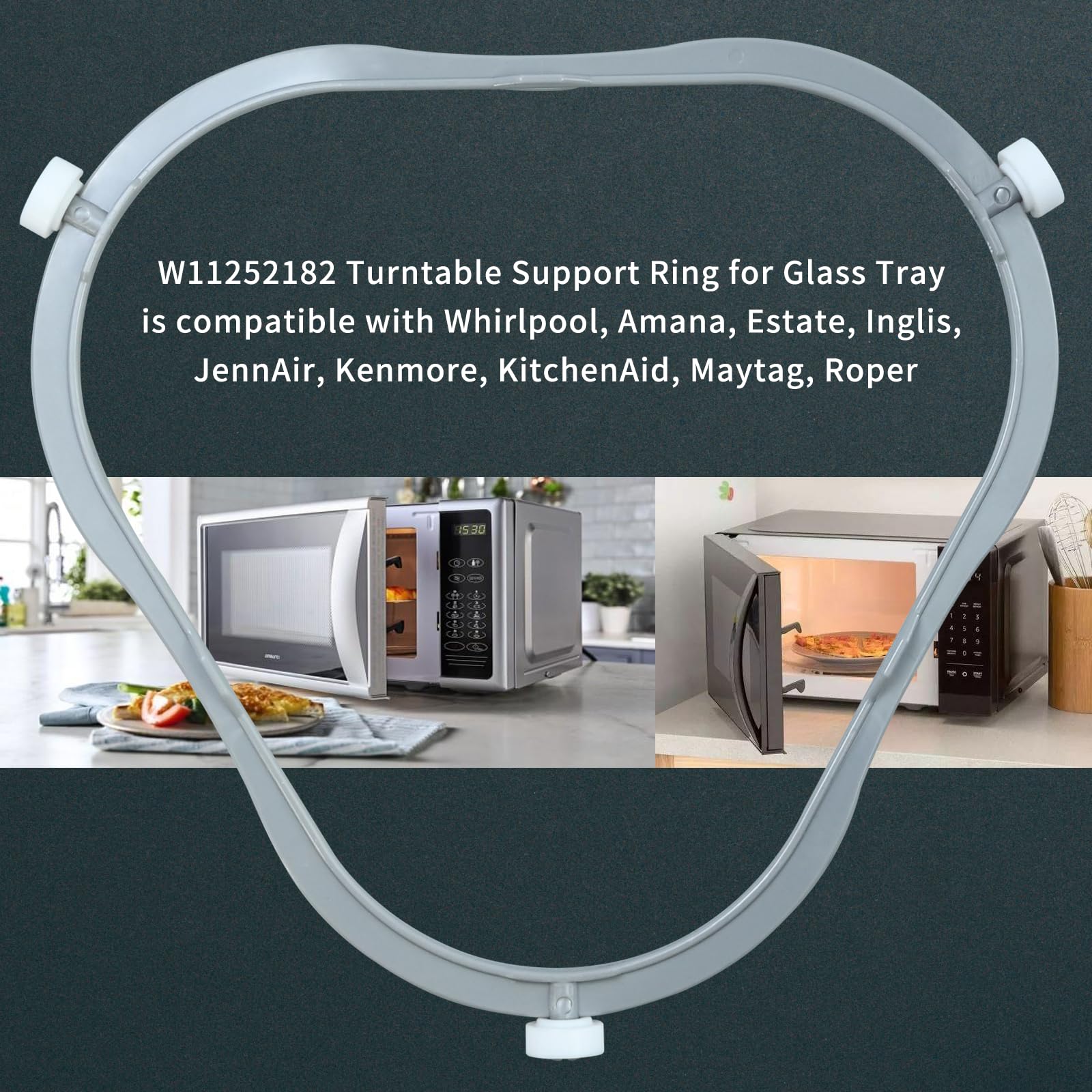 Upgraded W11252182 & 8206227 Microwave Turntable Support Ring Replacement, Glass Tray Support - Compatible Amana Kenmore Whirlpool Microwave Parts - Replaces AP6799974 W10435114 PS12584163 W10654906