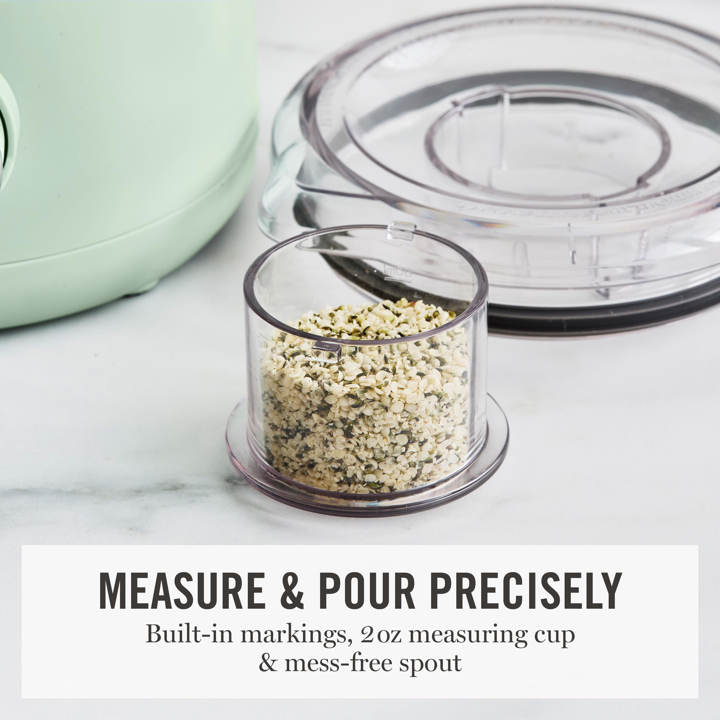 Martha Stewart Countertop Blender, 50oz Jar, 6 Stainless Steel Blades 3 Speeds & 5 Presets, Auto Clean, Smoothies, Crush Ice, Shakes, Chop, Margarita, Measurement Markings, 700W, Honeydew Green