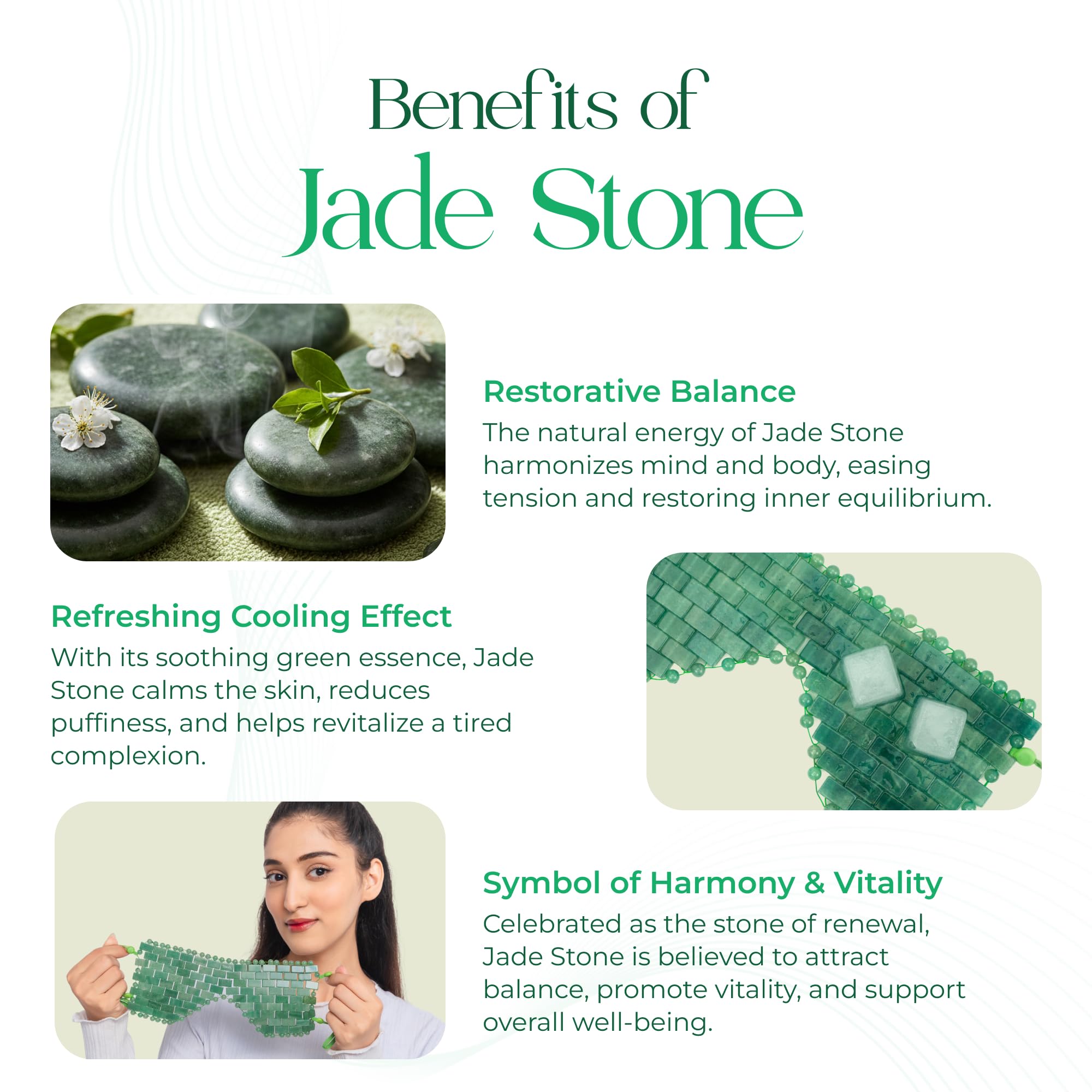 TeraRX® Jade Eye Mask for Facials – Authentic Jade Mask Beaded Facial Eye Covers with Adjustable Straps for Relaxation & Skincare – Natural Stone Relief for Puffiness, Dark Circles & Facial Tension