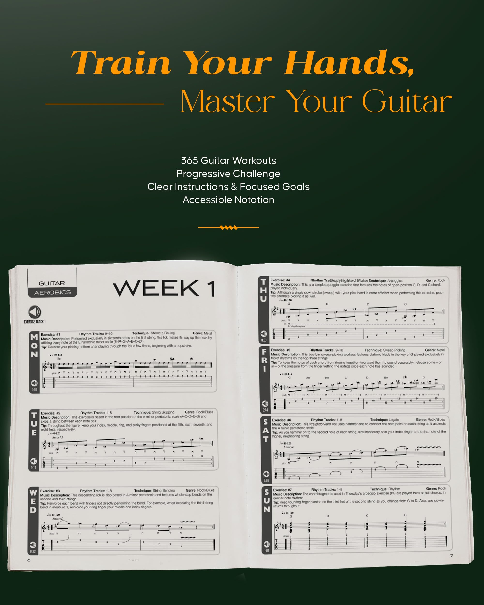 Guitar Aerobics: A 52-Week, One-lick-per-day Workout Program for Developing, Improving and Maintaining Guitar Technique Bk/online audio