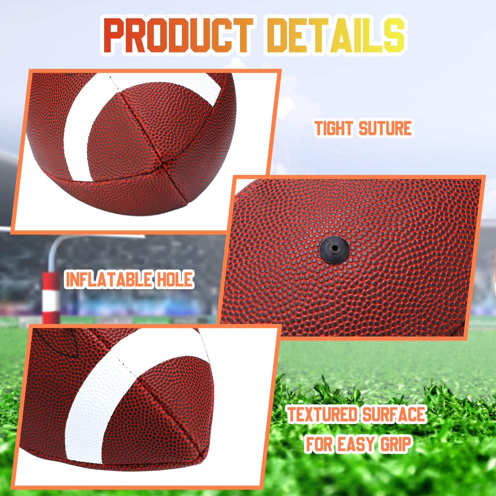 Jerify Composite Leather Footballs Official Size Composite Leather Balls Leather Inflatable Footballs with Pump Indoor Outdoor Footballs Bulk for Training and Recreational Play(15 Pcs)