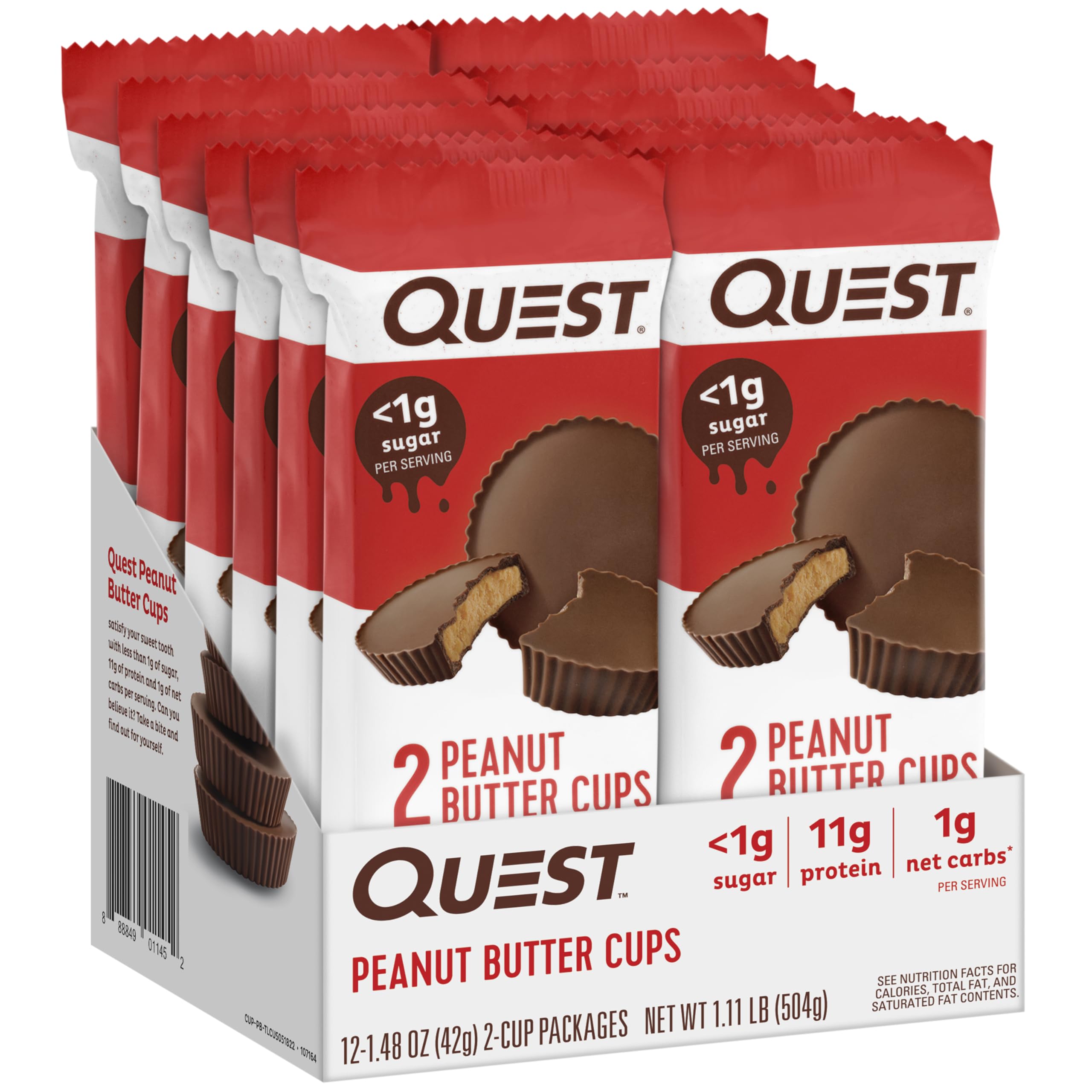 Quest Nutrition Peanut Butter Cups, 11g Protein, 1g Sugar, Low Carb, Gluten Free, Keto Friendly, 12 Count