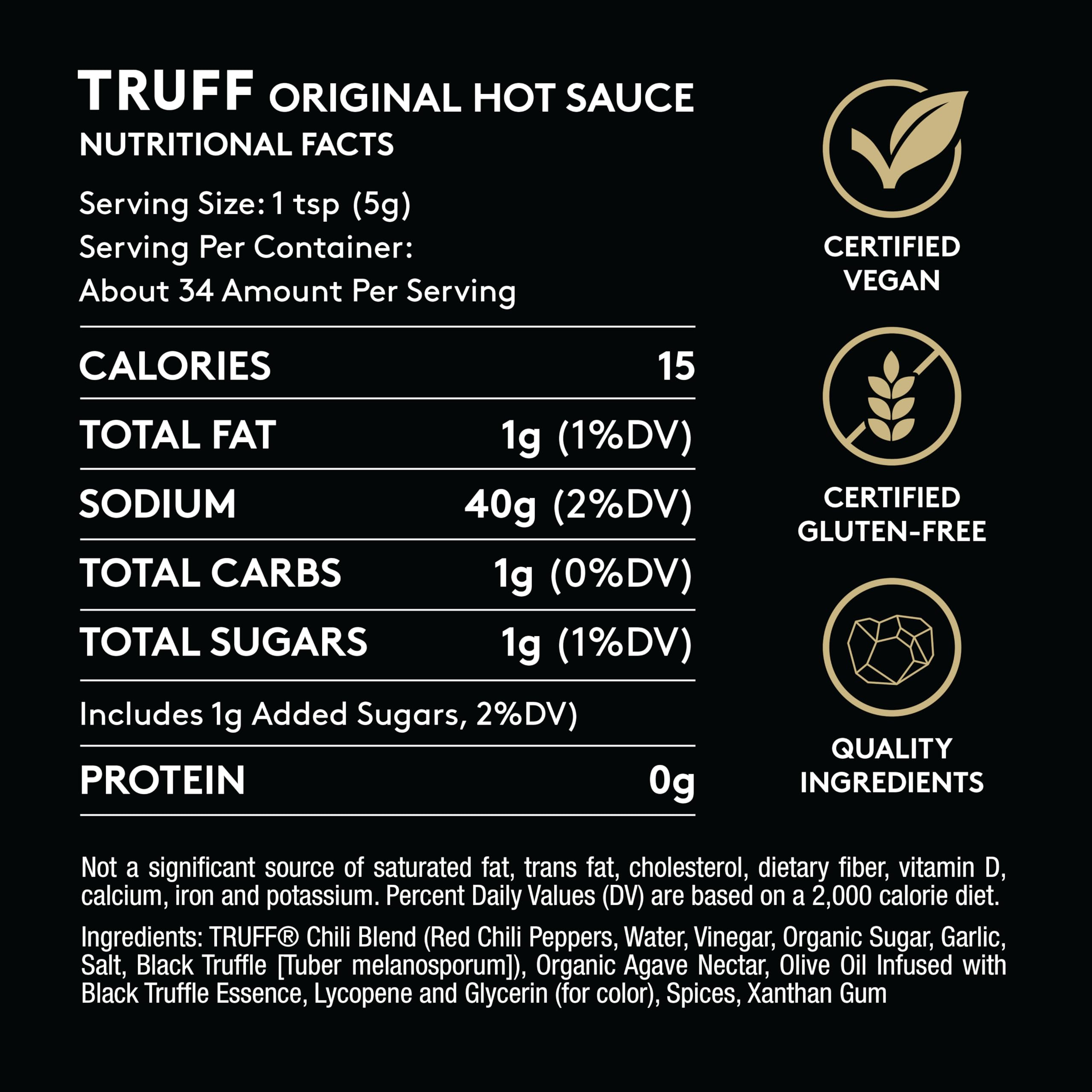 TRUFF Hot Sauce, Gourmet Hot Sauce with Ripe Chili Peppers, Black Truffle, Organic Agave Nectar, An ultra unique Flavor Experience in a 6 oz Bottle (2 Pack)