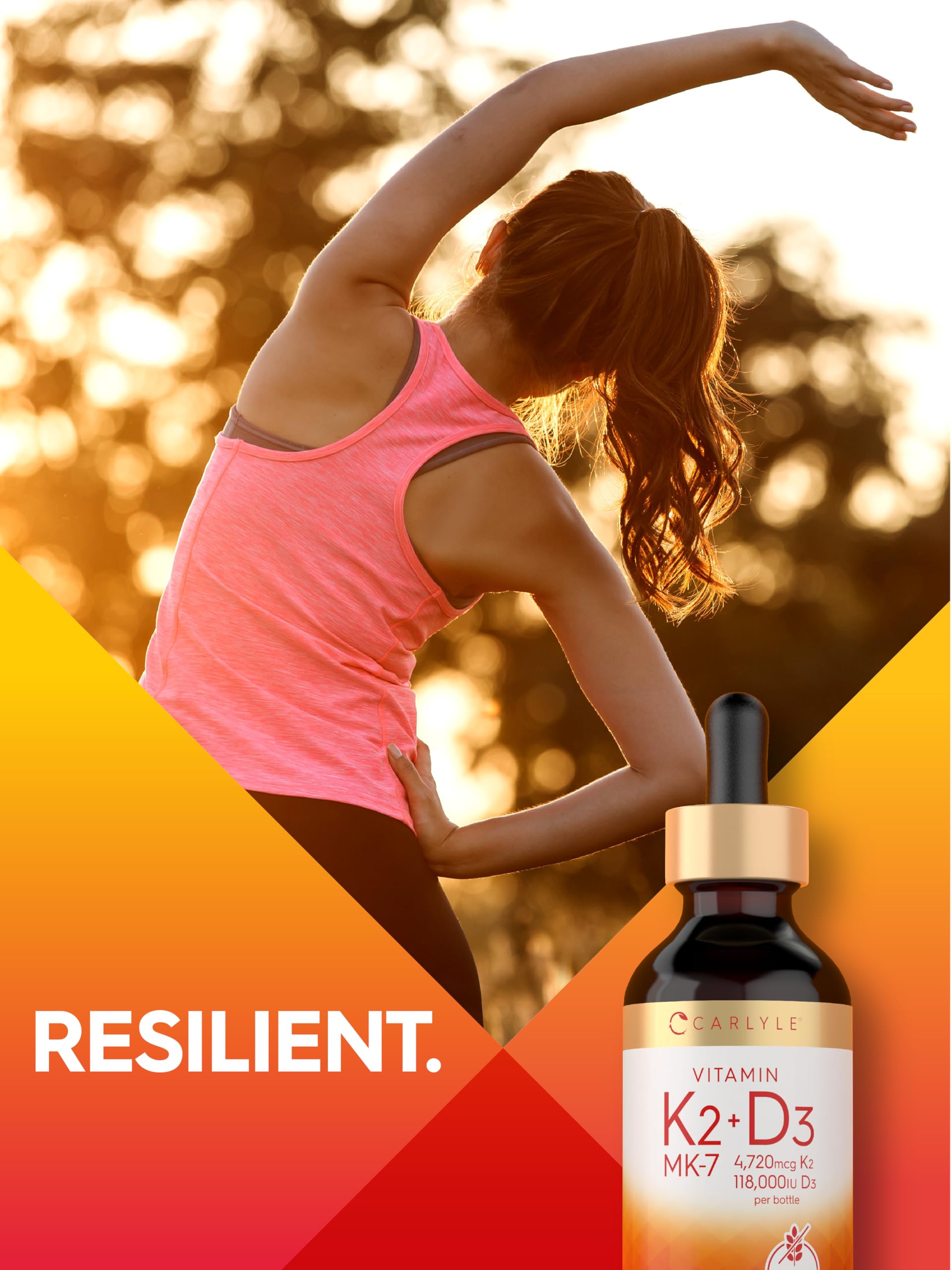 Carlyle Vitamin D3 K2 Drops | 2 Fl Oz | MK-7 Supplement | Vegetarian, Non-GMO, Gluten and Soy Free Formula