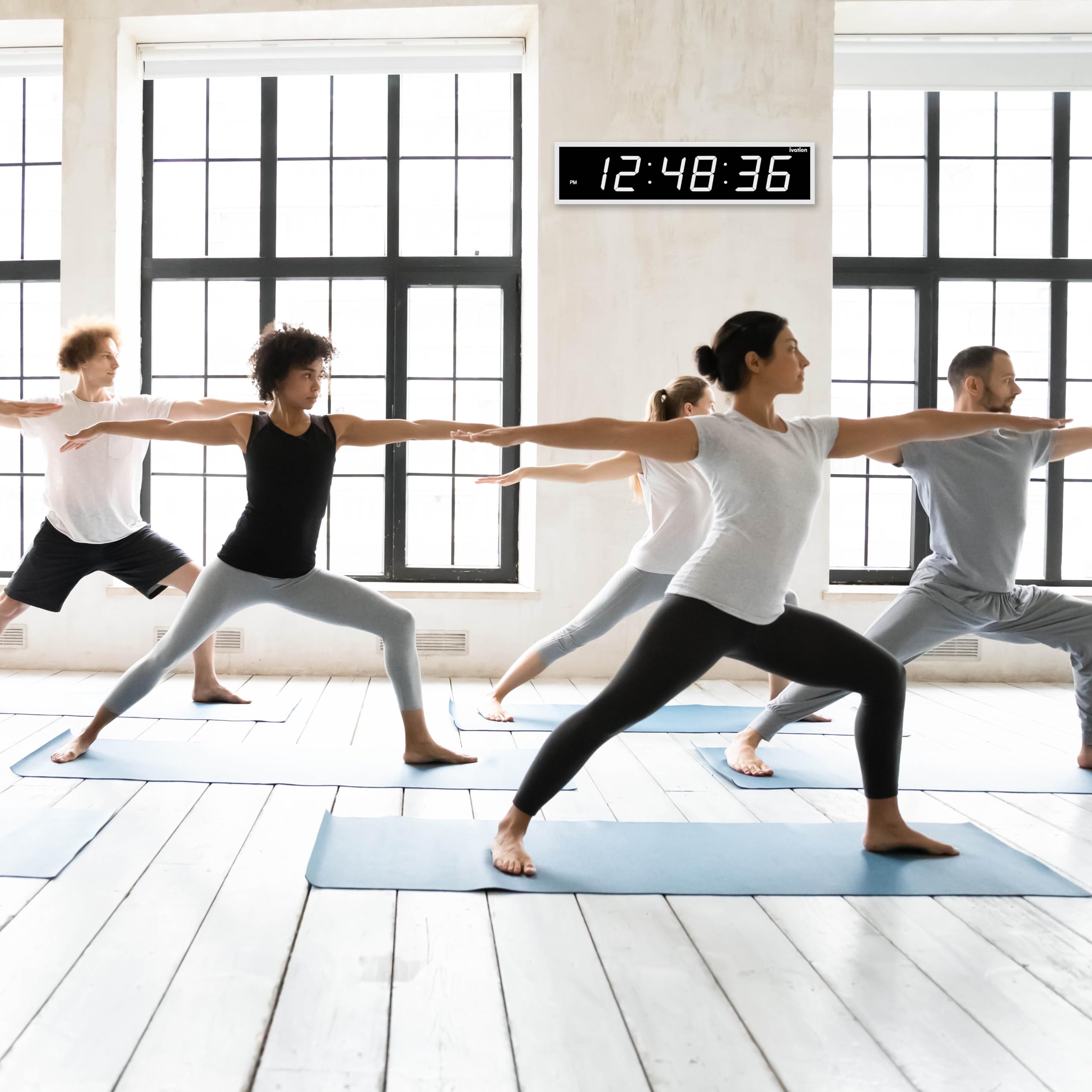 Ivation Oversized Large Digital Wall Clock - Big LED Digital Clock w/Large Display, Shelf or Wall Mount (36 Inch - White) 6 Brightness Levels | Time Memory | Remote, Mounting Holes & Hardware