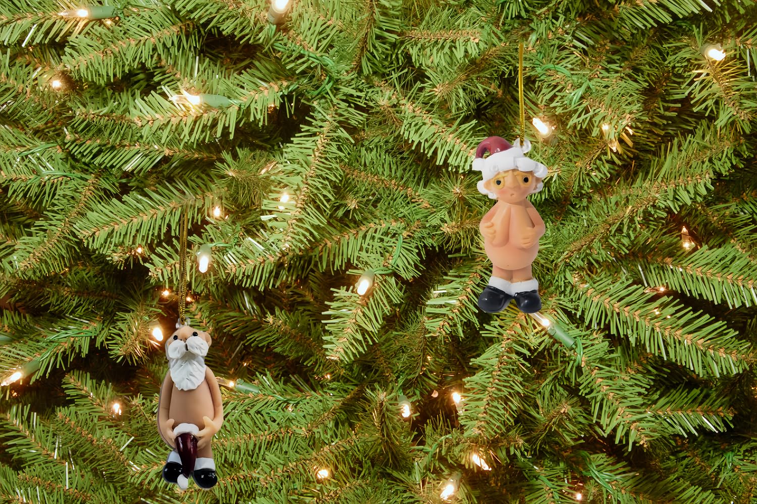 2-Pack Funny Santa Claus Christmas Ornaments, Suitable for Ornaments in car, Bag, Keychain, Home Party Decoration, Unique Gift