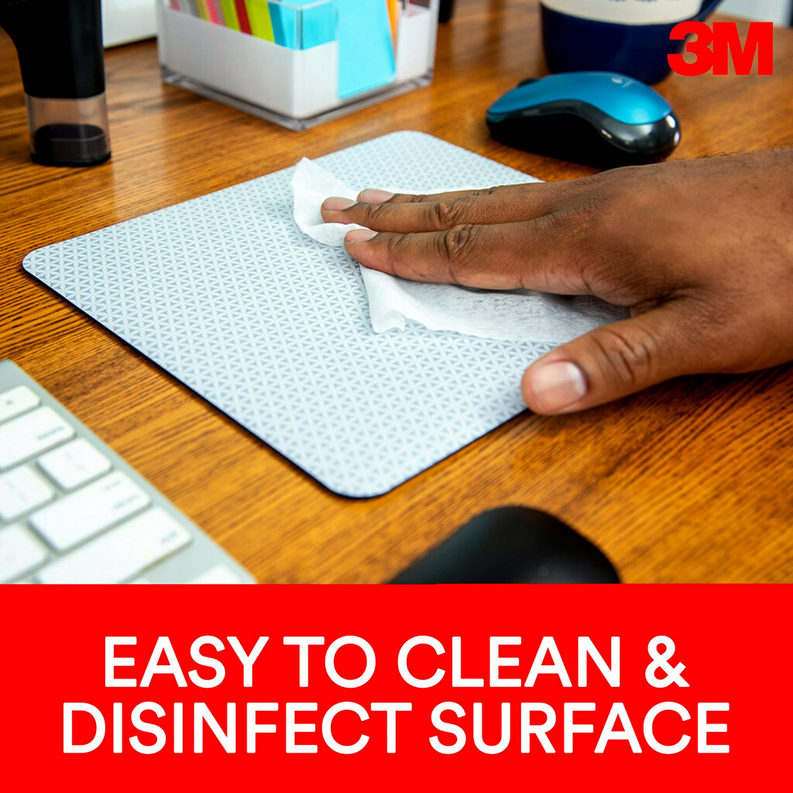 3M Precise Mouse Pad Enhances the Precision of Optical Mice at Fast Speeds, Easy to Clean, Stays in Place, 9 in x 8 in (MP114-BSD1)