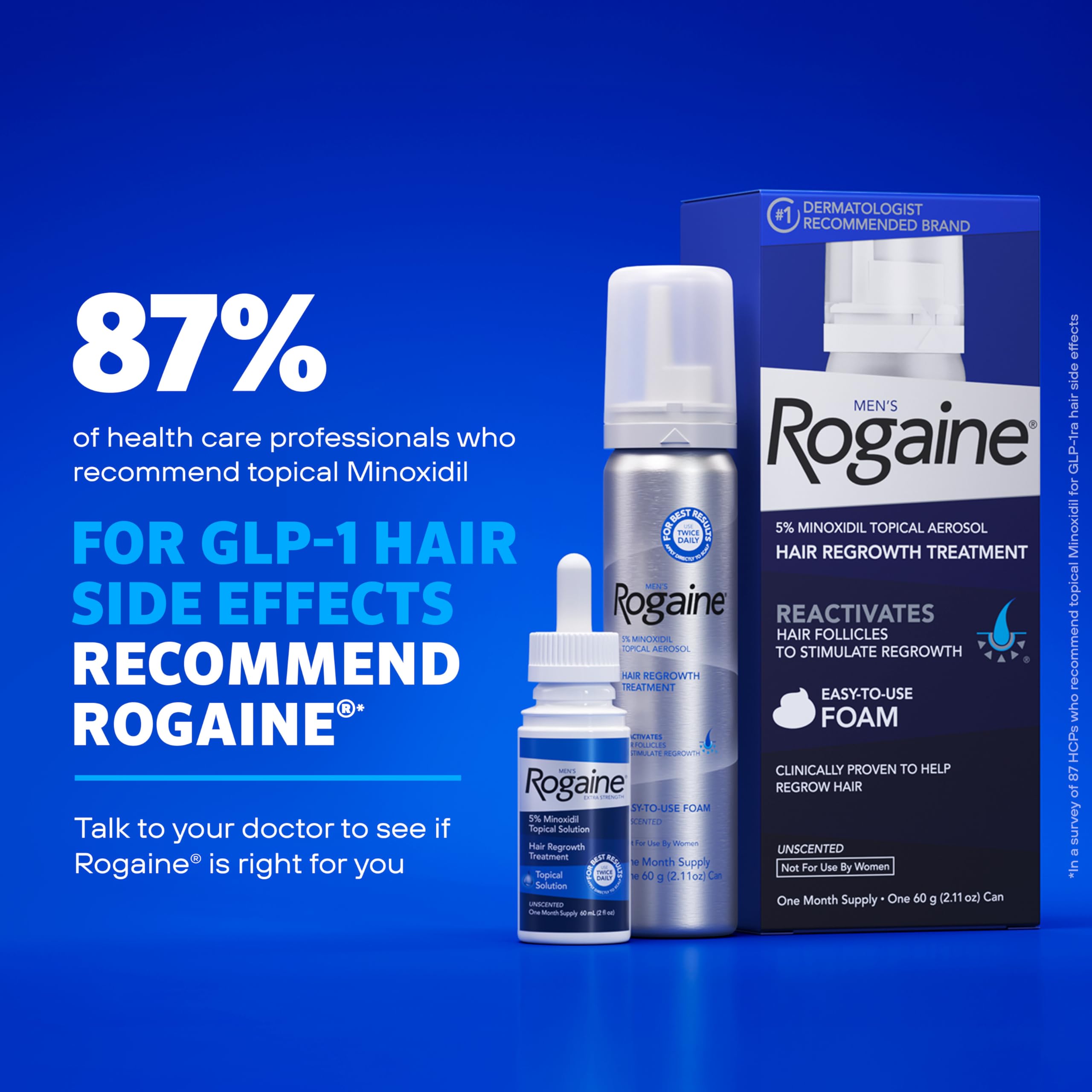 Men's Rogaine Extra Strength 5% Minoxidil Solution, 3 Mo Supply, 3x 2 Fl Oz