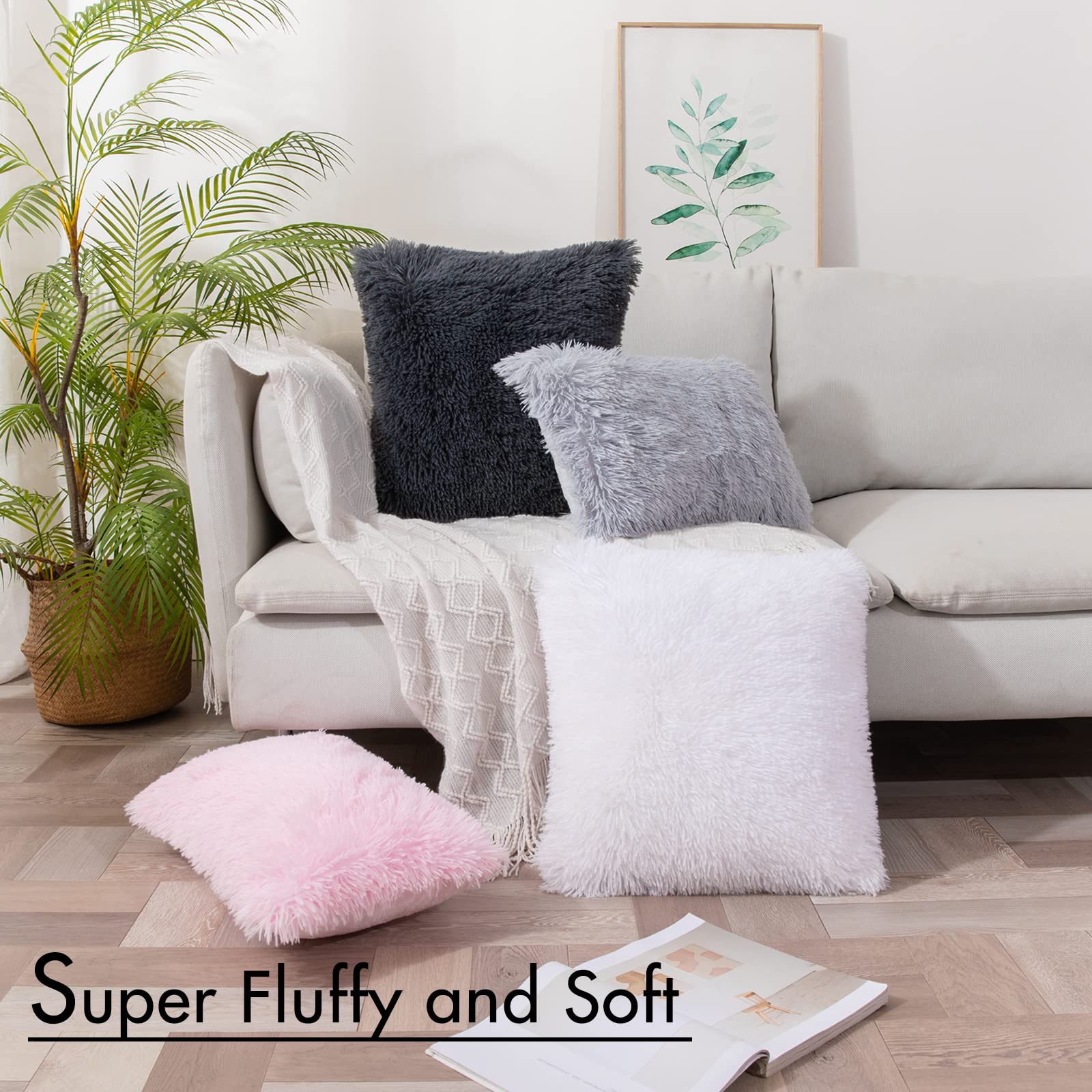 MIULEE Pack of 2 Luxury Faux Fur Throw Pillow Cover Deluxe Spring Cute Valentine's Day Pillow Covers Decorative Plush Pillow Case Cushion Cover Shell for Sofa Bedroom Car 18 x 18 Inch Pink