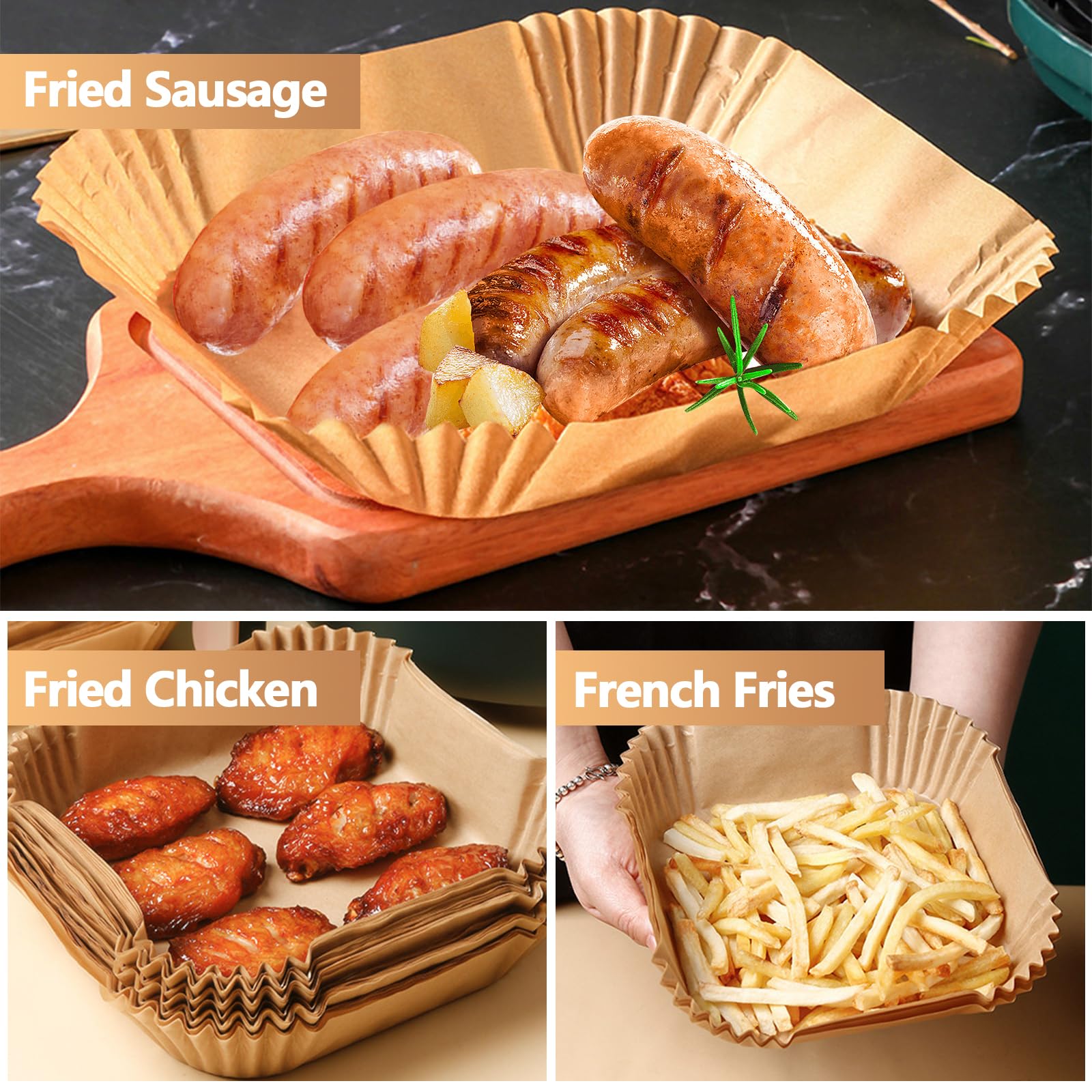 10 Inch Air Fryer Paper Liners, 150Pcs Air Fryer Liner Disposable, Oil-Proof & High-Temperature Resistant Parchment Baking Paper for Air Fryer, Microwave and Oven(Bottom Is 9 Inch)