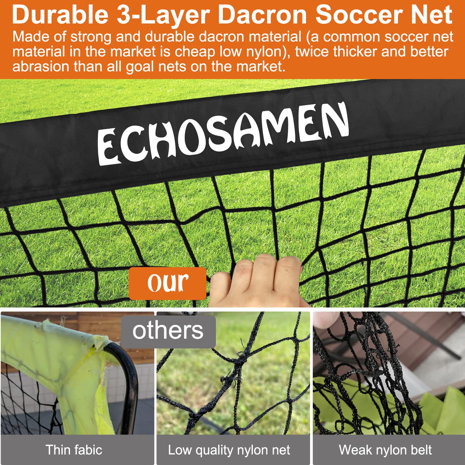 Kids Soccer Goals for Backyard, 2 of 6 x 4 ft Kids Soccer Goal Set Soccer Net with 10 Soccer Cones, Agility Ladder & Carry Bag, Portable Soccer Training Equipment, Suitable Soccer Goal for Kids 1-15
