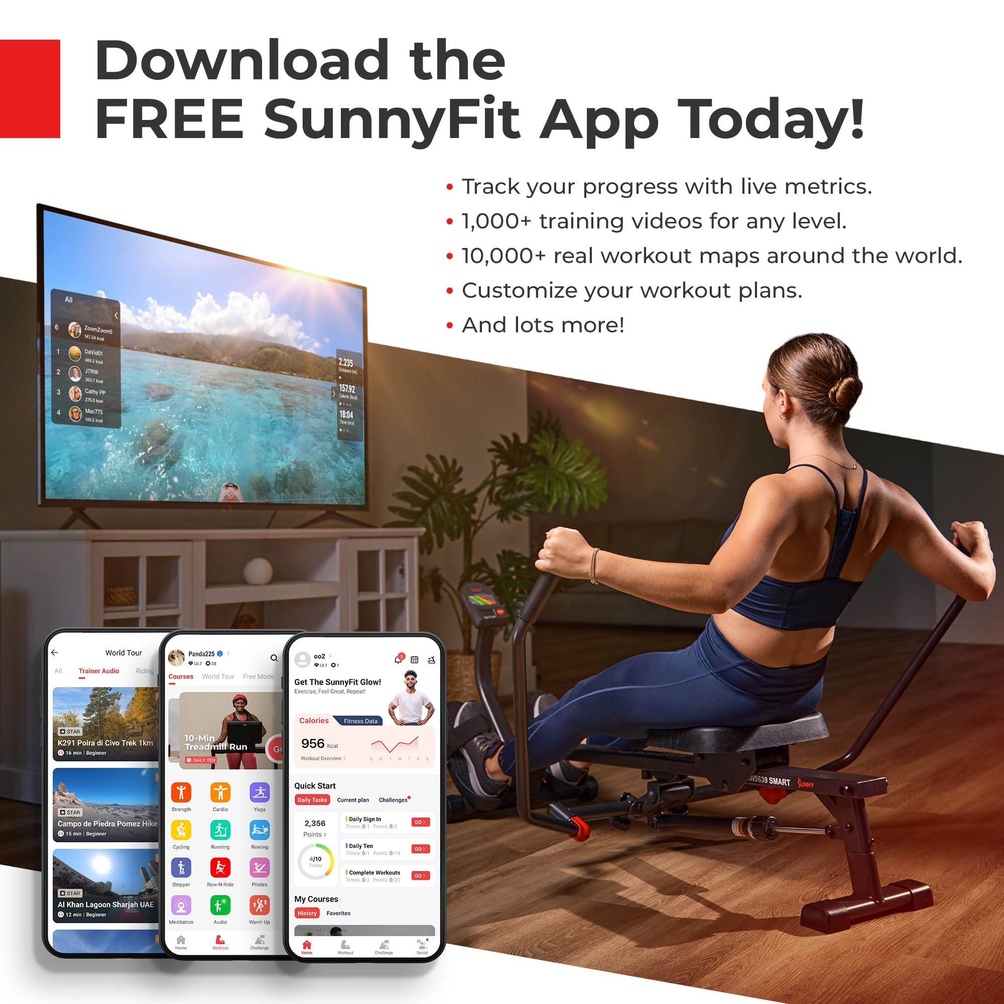 Sunny Health & Fitness Smart Manual Walking Treadmill, 300 LB Weight Capacity, Non-Electric, Fixed Incline, Compact & Foldable, Digital Monitor, Bluetooth Connection with SunnyFit App - SF-T1407SMART