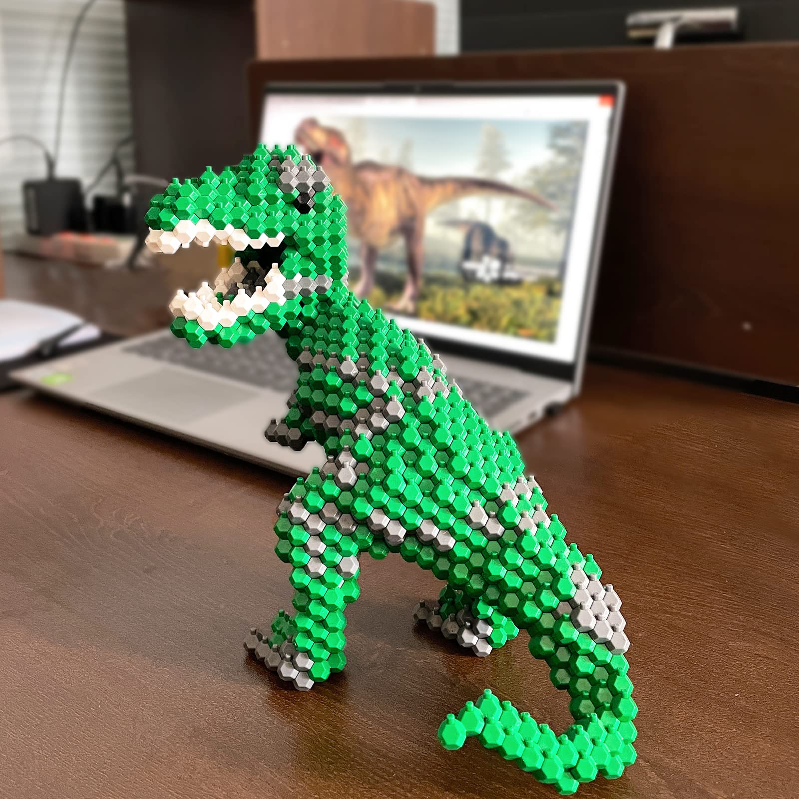 KADELE Fun Dinosaur Building Set 421PCS, Green T-Rex Creative Educational Toys Boys Girls 8+, Animal Figures Building Kit Model Jurassic Dino Blocks Toy Dispaly Present for Kids & Adults