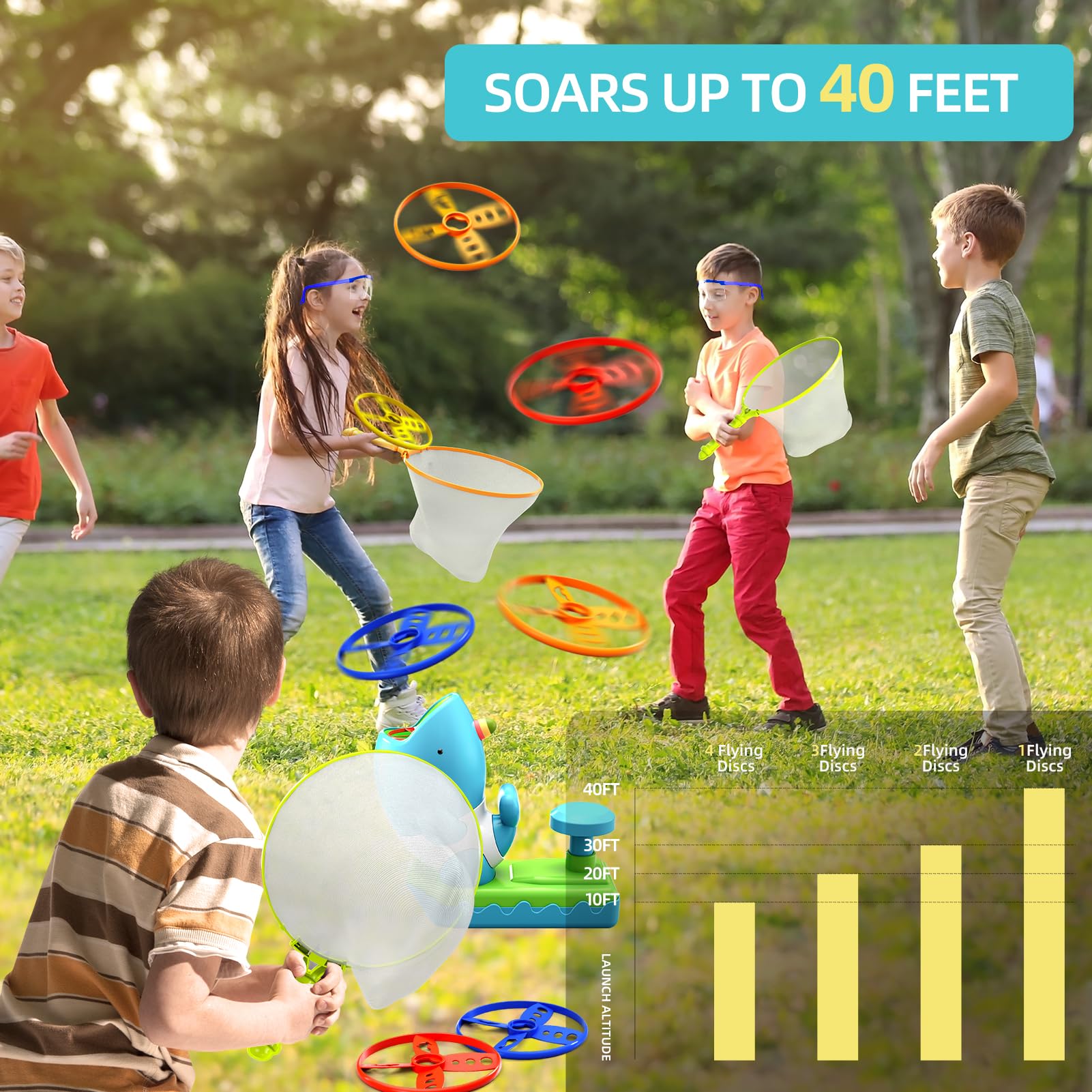 WATUDOU 29 PCS Flying Disc Launcher Outdoor Indoor Game Toys Gifts for 3 4 5 6 Year Old Boys Kids, Outdoor Outside Game Toys for Kids Boys Ages 3-5 4-8, Ideal 3 4 5 6 Year Old Boys Birthday Gifts