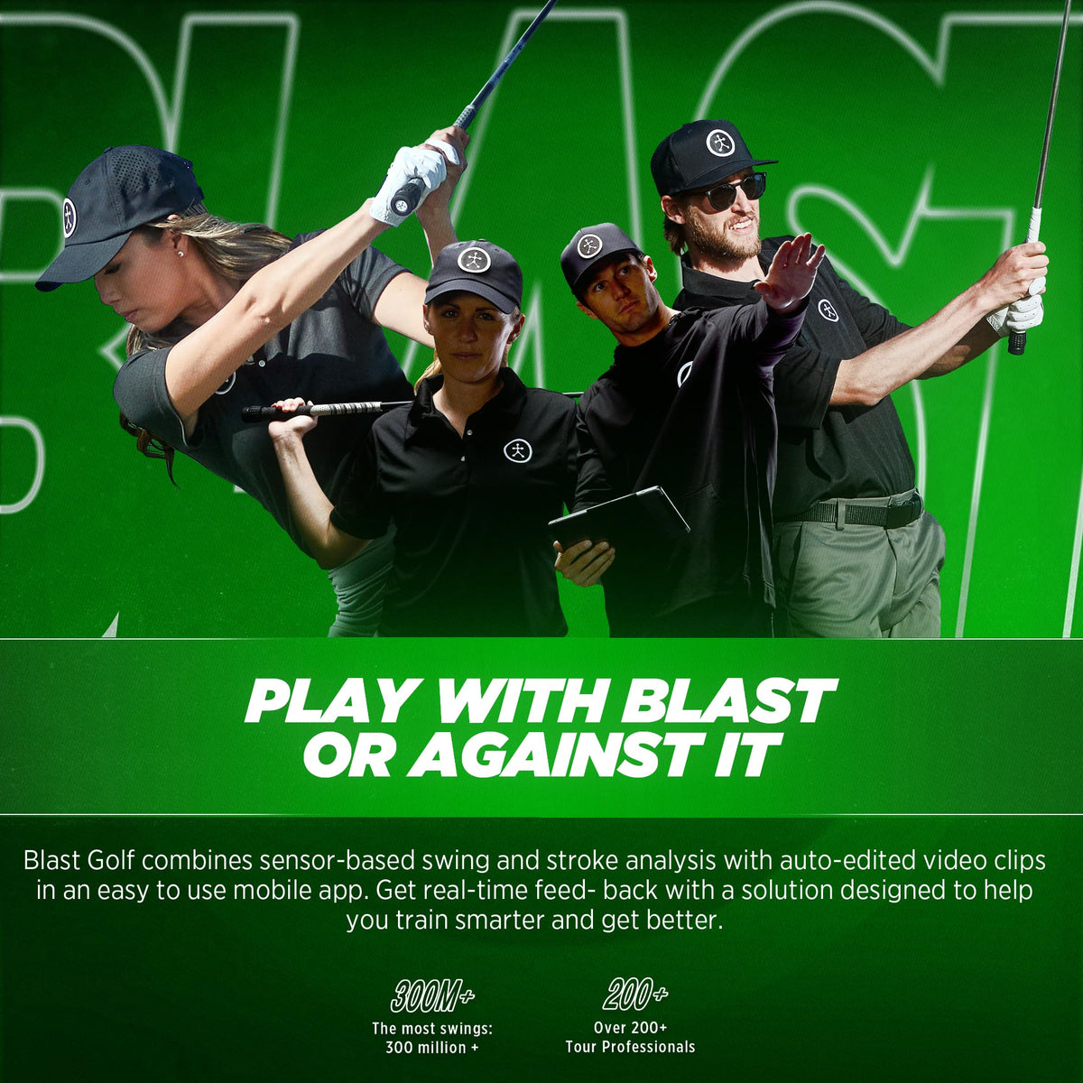 Blast Golf Swing & Stroke Analyzer - Lower Your Scores from tee to Green - Real-time Feedback, Swing Metrics, Video Capture Highlights, Track Performance (gen3 Sensor)