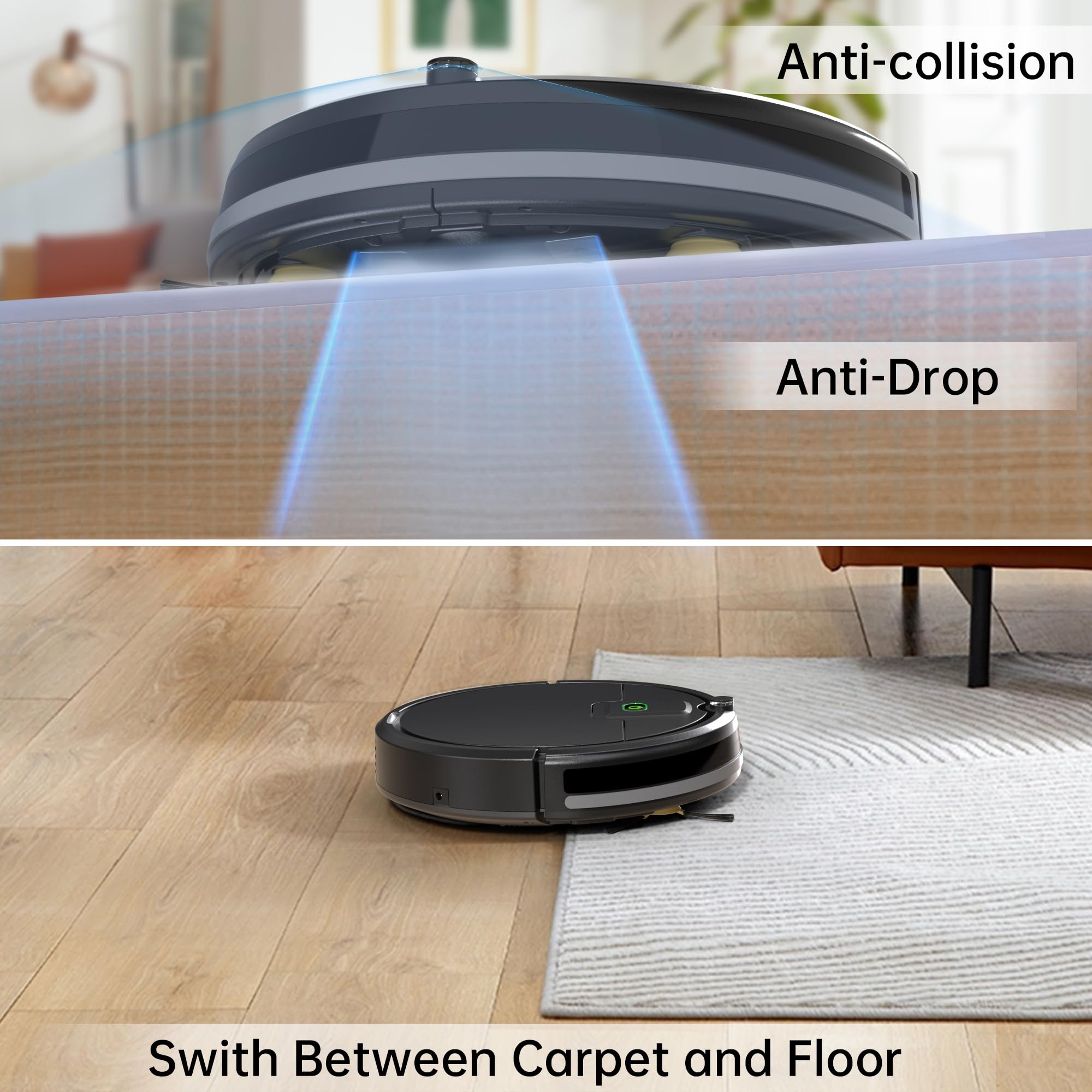 ENCHE Robot Vacuum Cleaner, 2900Pa Robot Vacuum Powerful Suction with Remote Control, Automatic Self-Charging, Long Runtime, Slim and Quiet Robotic Vacuum for Carpet and Pet Hair