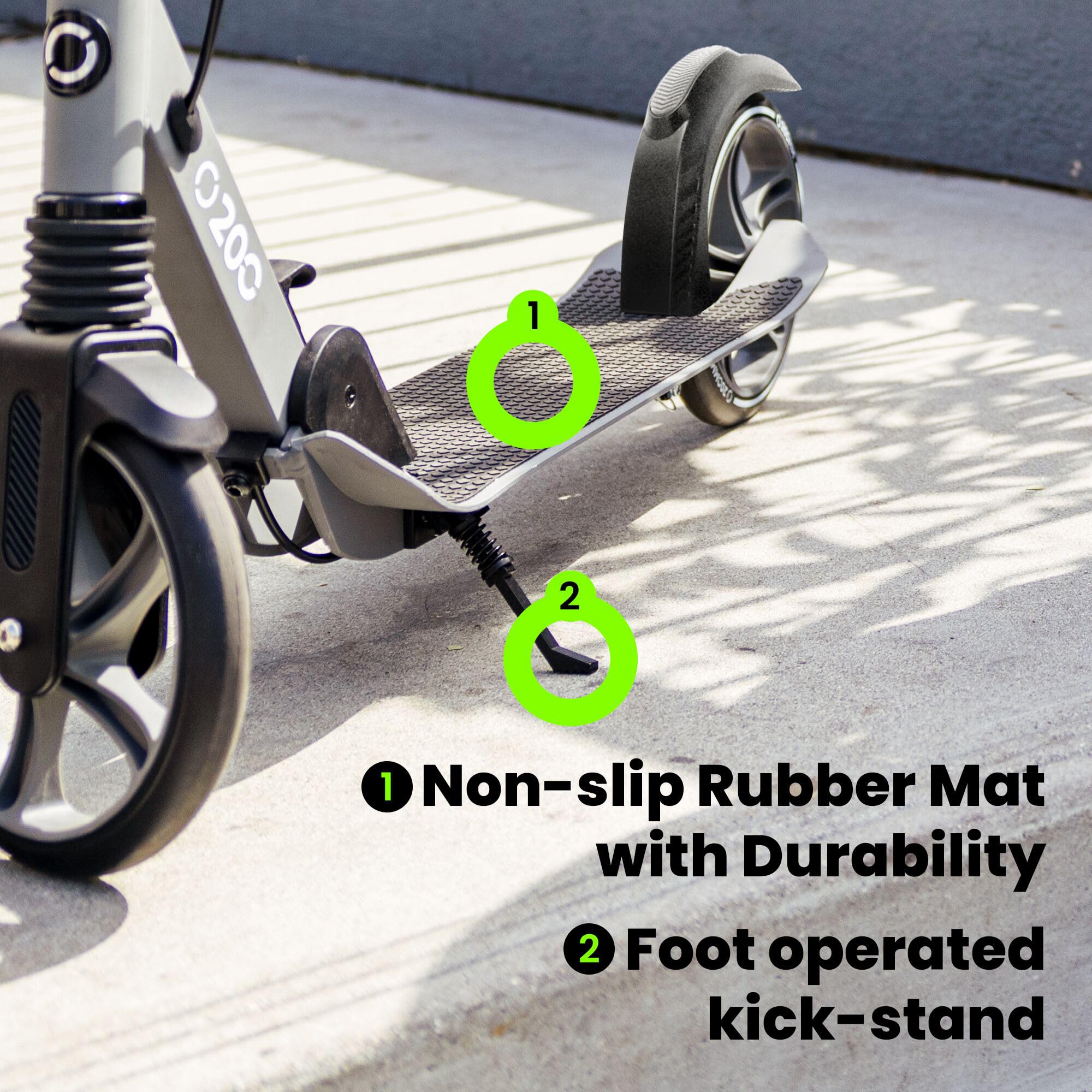 Aero Big Wheels Kick Scooter for Kids 8-12, Teens & Adults | Hand Brake, Rubber Deck Mat & Shock Absorption | Foldable & Height Adjustable, 220lbs Max