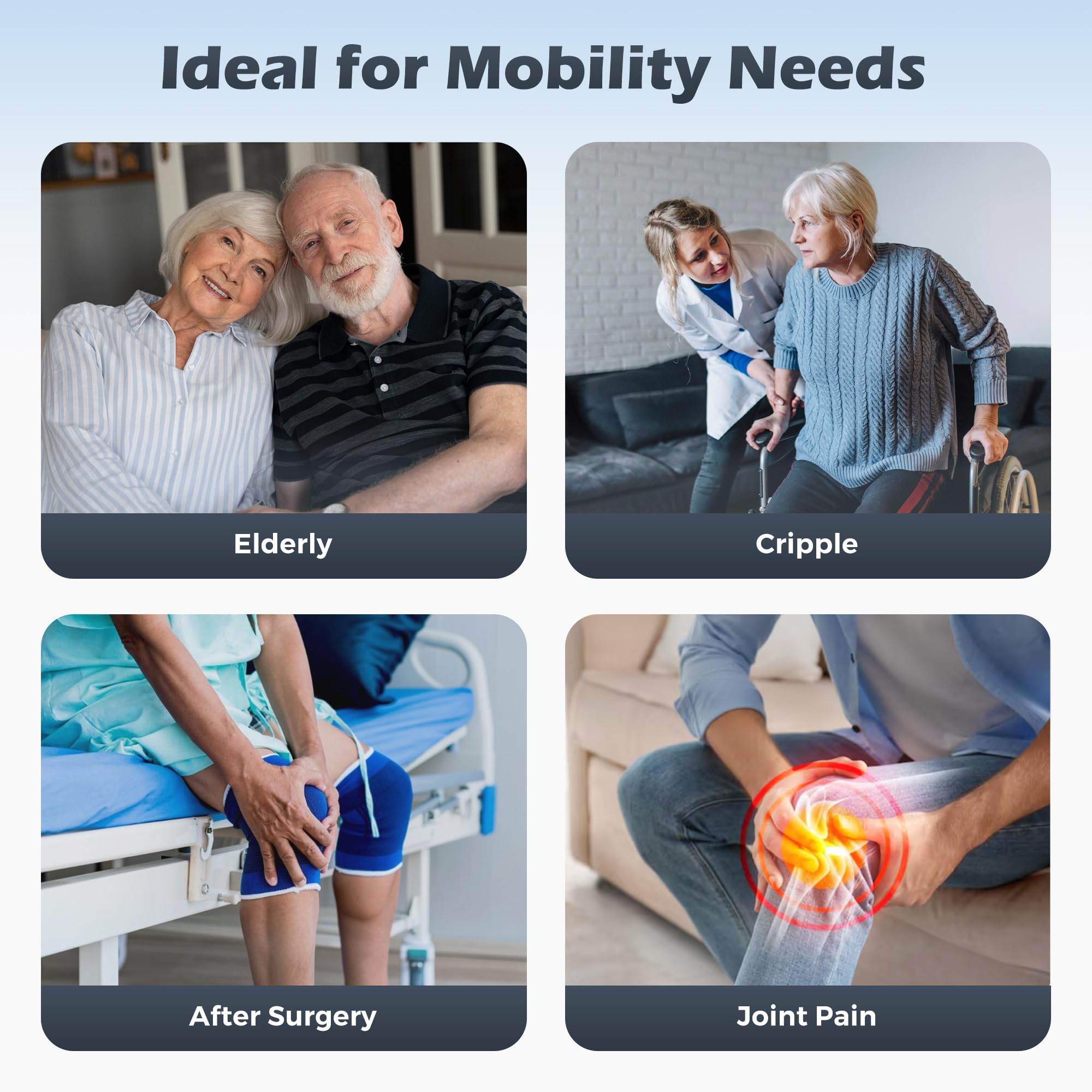 Foldable 4-Wheel Mobility Scooter for Adults – Portable Motorized Scooter with 330 lbs Capacity, Detachable Battery, Dual Baskets, Cup & Phone Holder, Blue