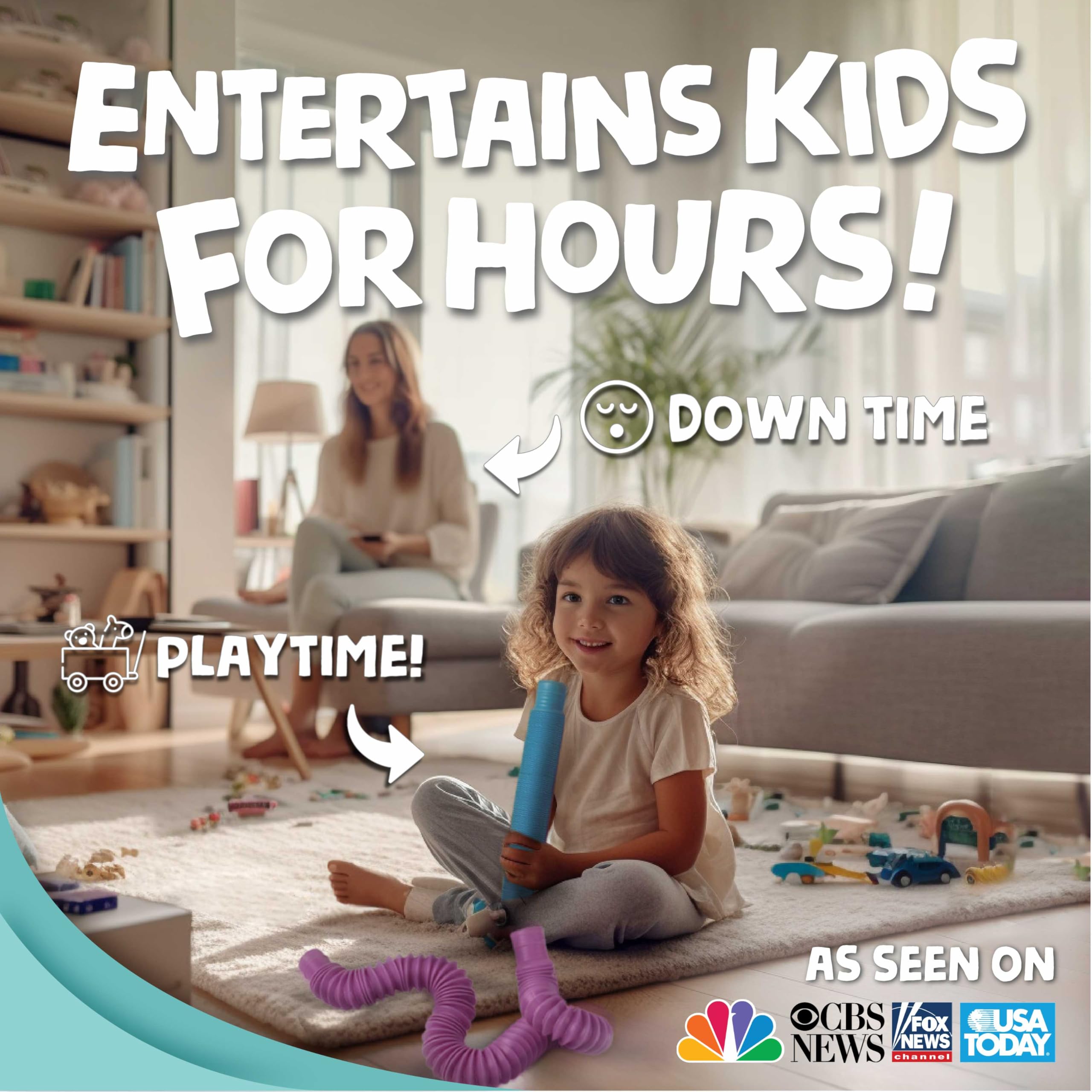 BUNMO Bath Toys Suction - Stocking Stuffers for Kids - Toddler Bath Toys - Connect, Build, Create - Textured 10 Pack and Stocking Stuffers for Kids - Pop Tubes - Toddler Toys - 4 Pack Large