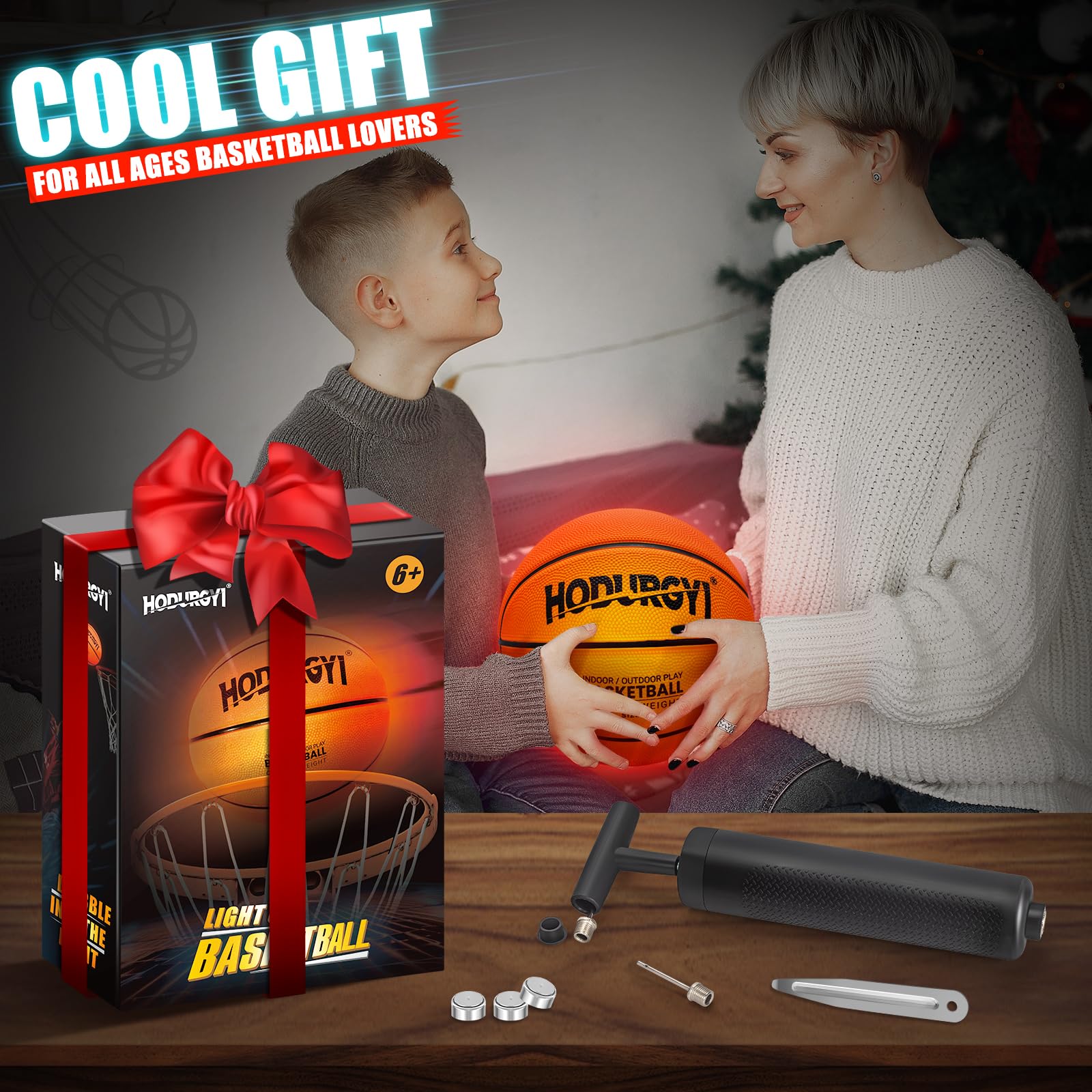 Glow in the Dark Basketball, Christmas Birthday Gifts for Kids Age 6 7 8 9 10 11 12 13+, Light Up Basketball for Teen Boy Gifts Ideas, Basketball Toys for Boys 8-12 Year Old, Cool Toys for Boys Girls