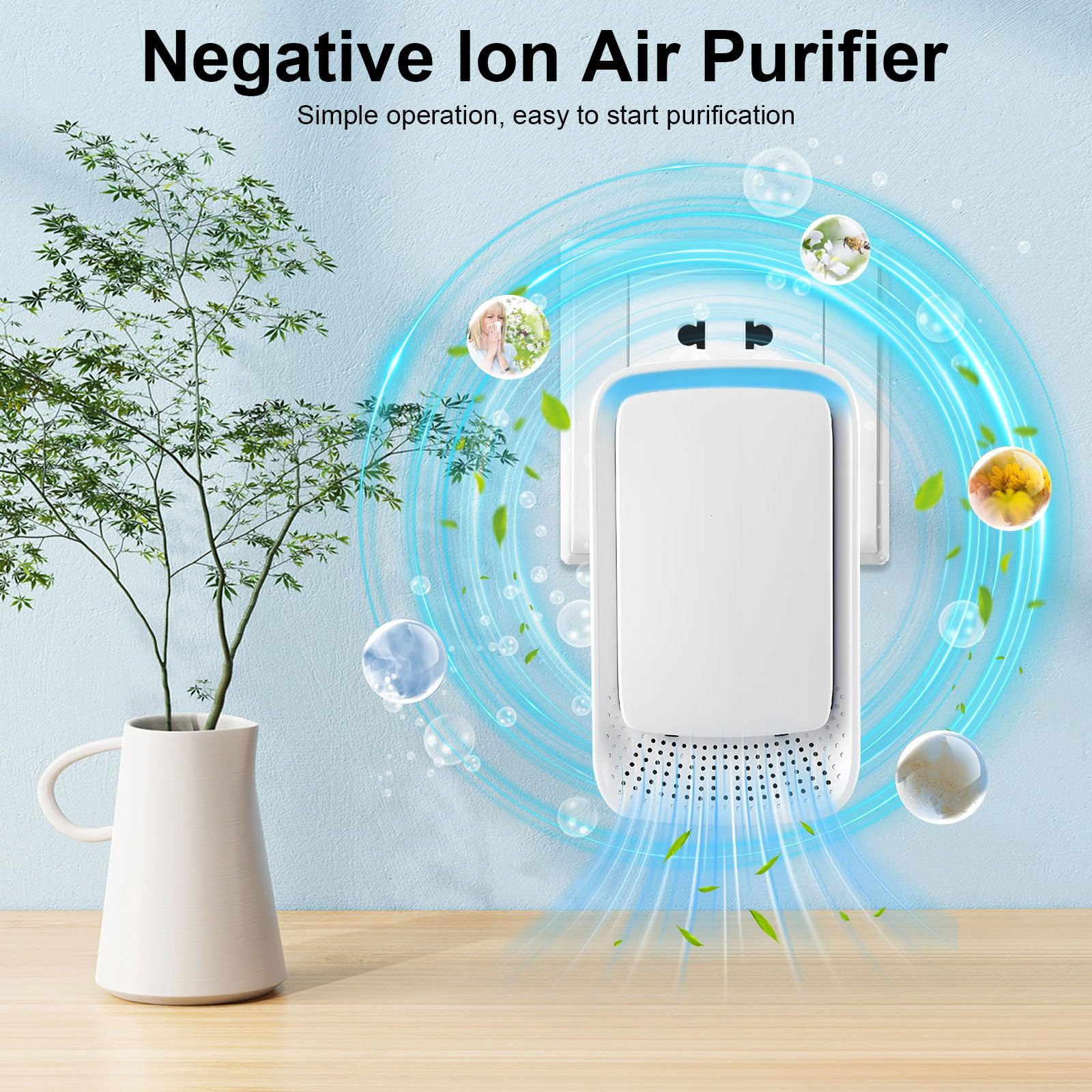 KLVEU Negative Ion Air Purifier Plug in,Ionic Air Purifiers for Home, Bedroom, Office, Mini Portable Air ionizers Quiet Air Cleaner for Home (4)