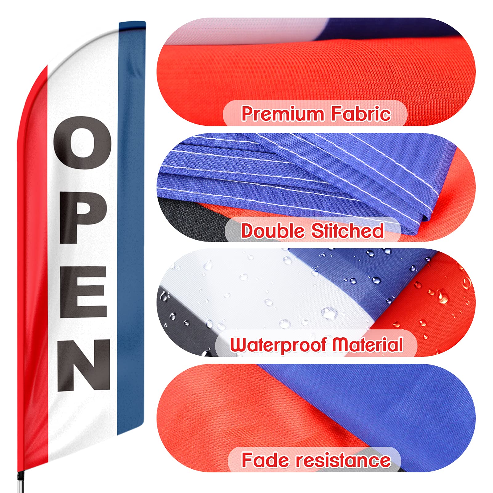 FSFLAG Feather Flag with Pole Kit and Ground Stake, Swooper Flag Advertising Banner for Businesses 11ft