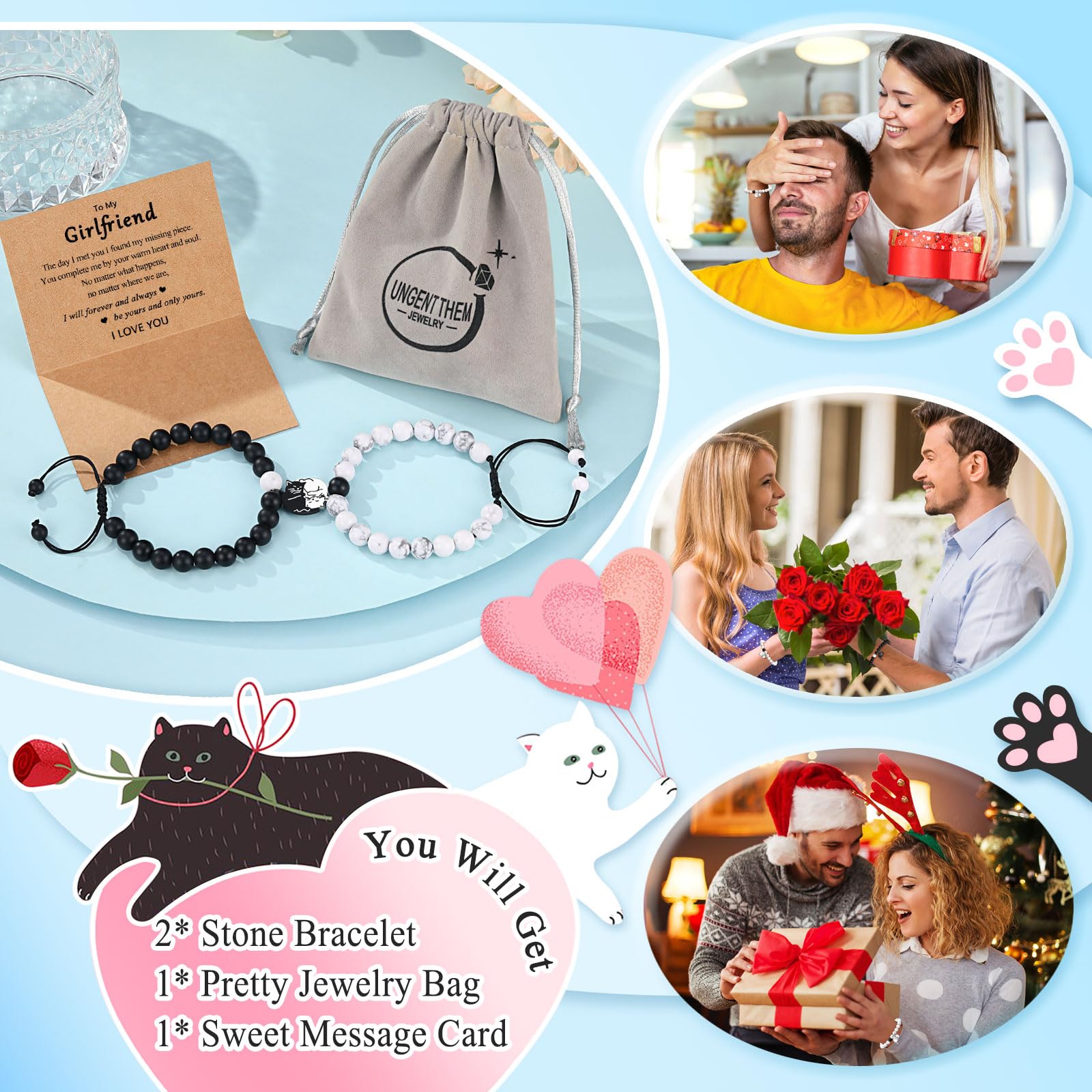 UNGENT THEM Gifts for Girlfriend, Christmas Anniversary Birthday Romantic I Love You Valentines Day Gifts for Her Girlfriends Bracelet