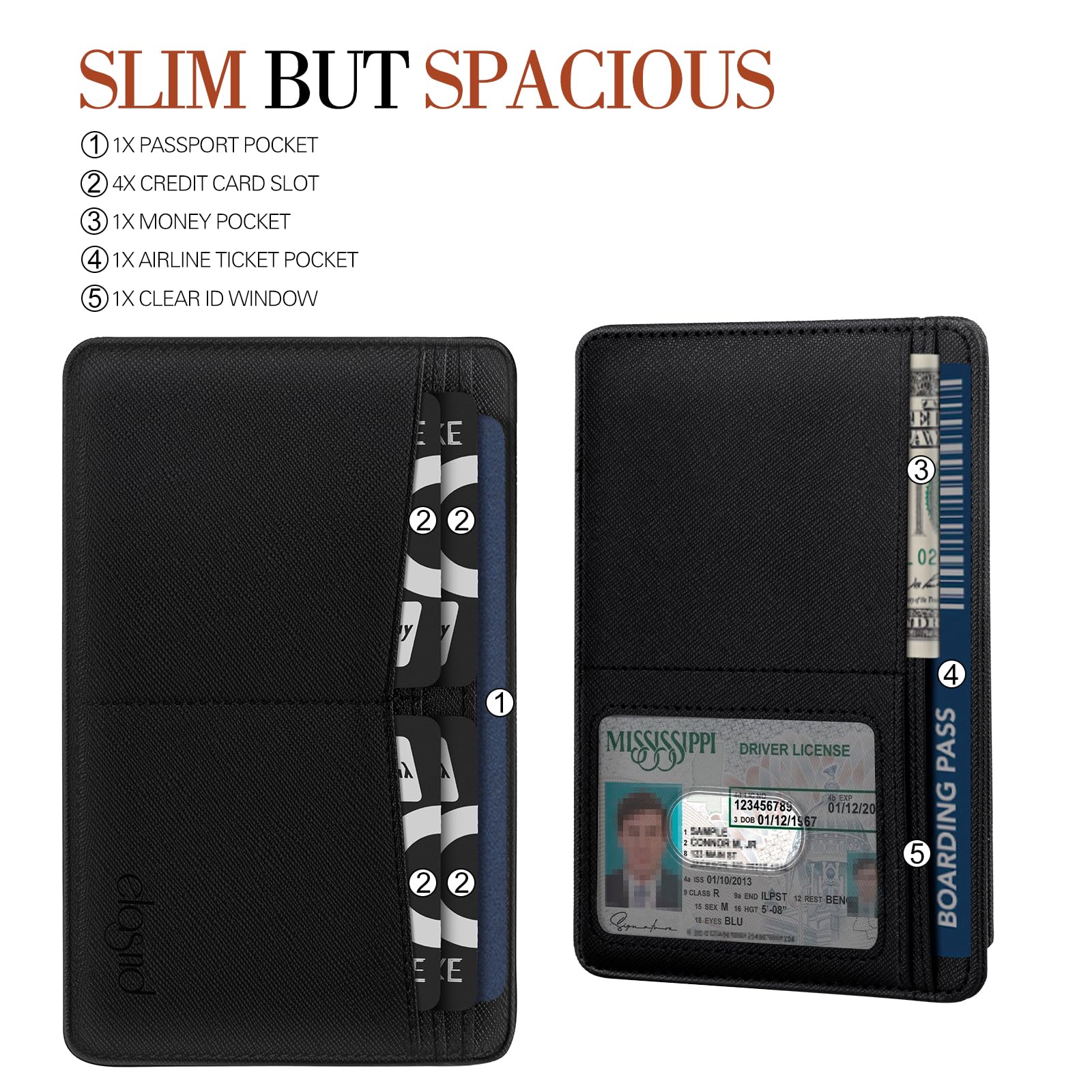 ELASND Minimalist Passport Holder for Travel, Ultra Slim Passport Cover, Front Pocket Passport Wallet, RFID Passport Case for Men and Women